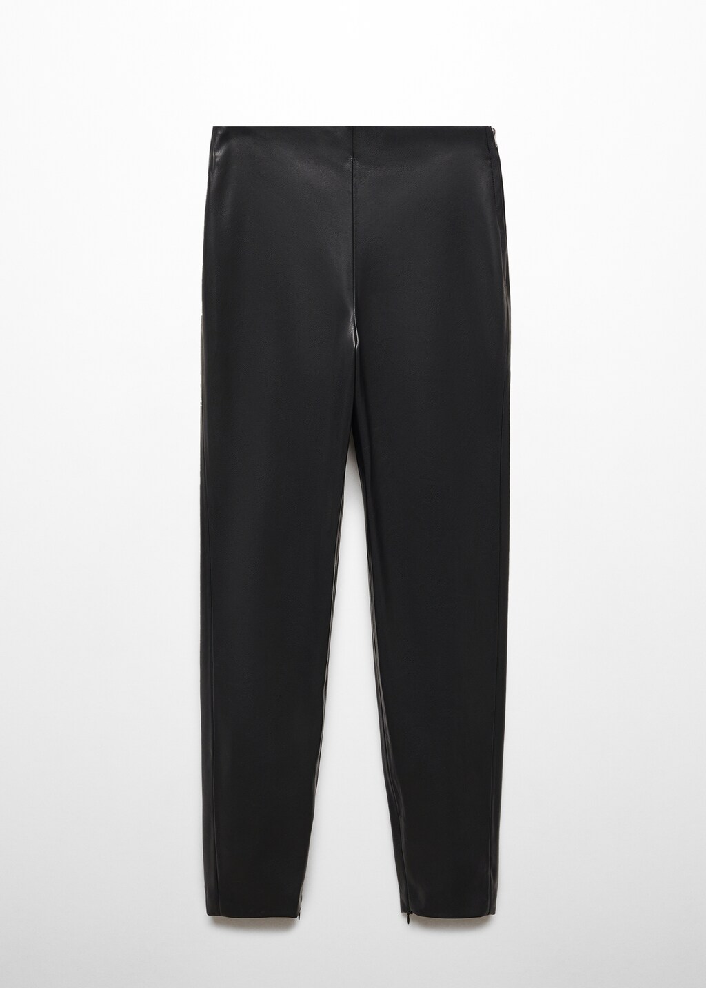 Leather-effect leggings with split hems - Women | MANGO