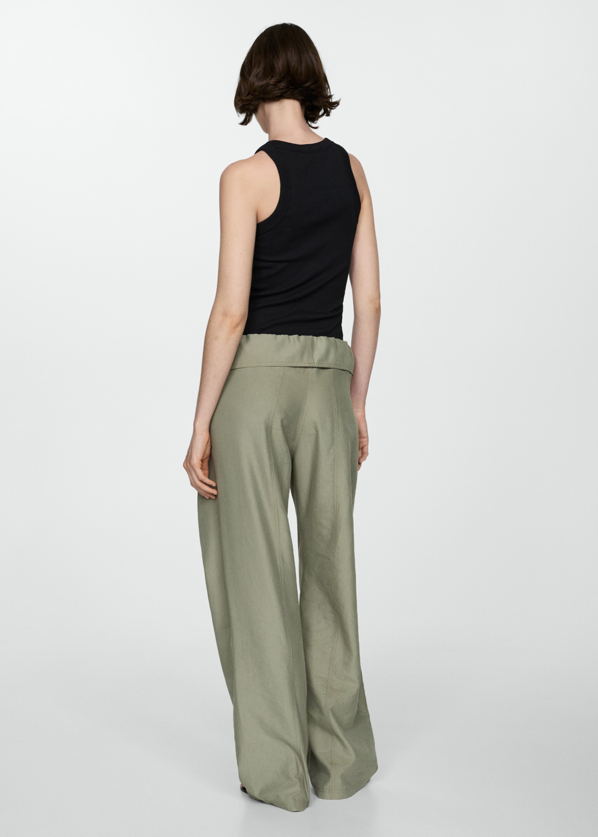 Ribbed cotton-blend top - Reverse of the article, Black. Ref: 67070469-00.