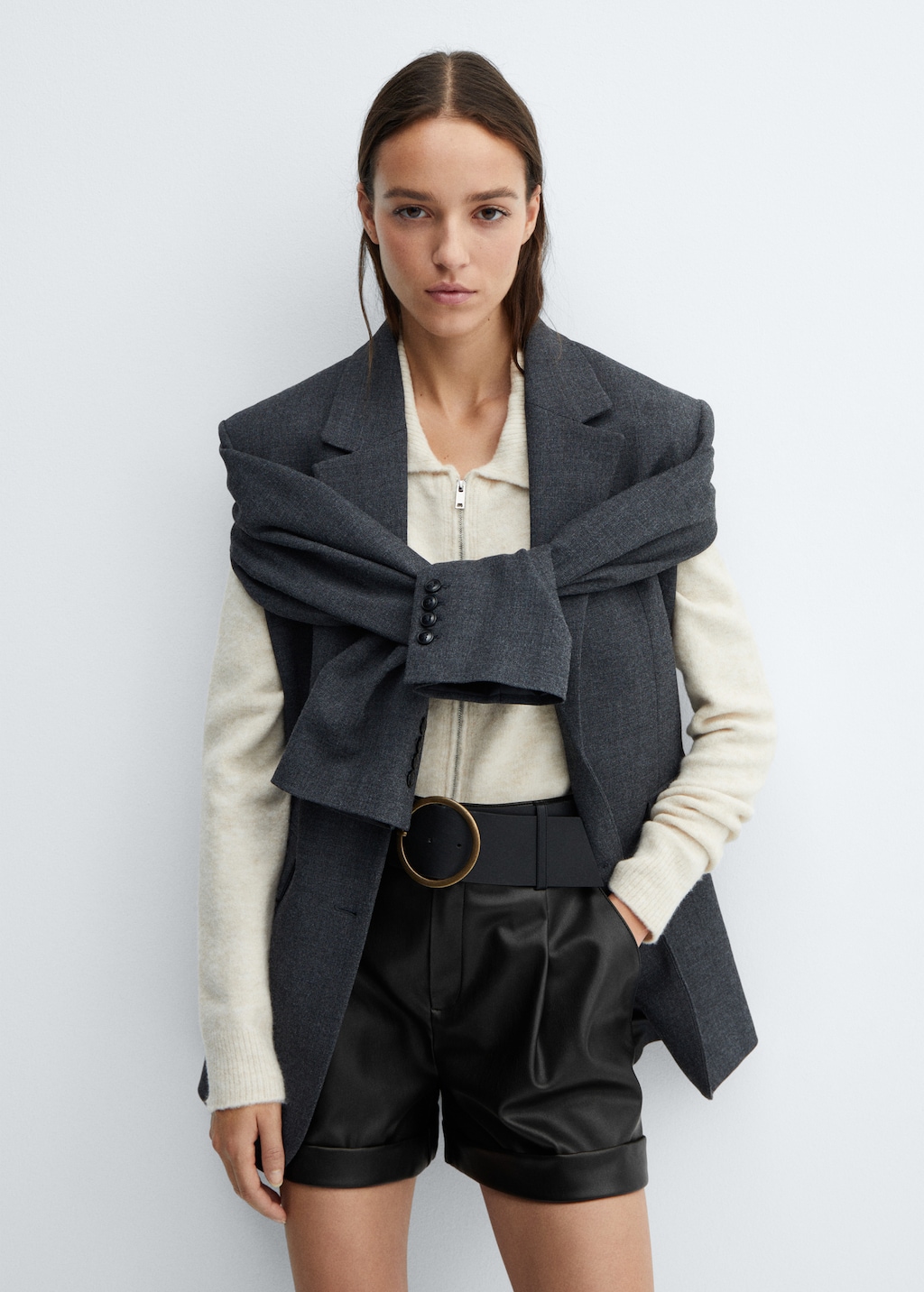 Leather effect belt shorts - Women | MANGO OUTLET USA