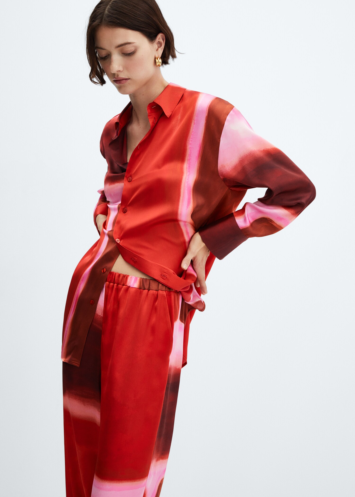 Tie-dye satin trousers - Details of the article 1