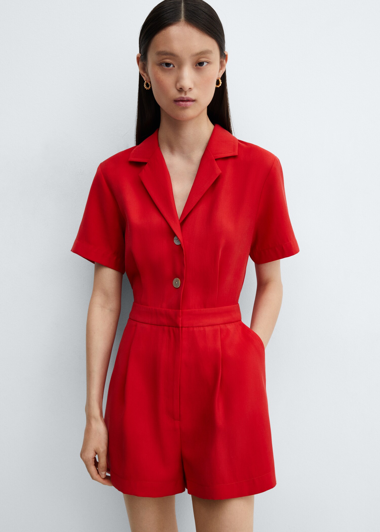 Short jumpsuit with pleat detail - Medium plane