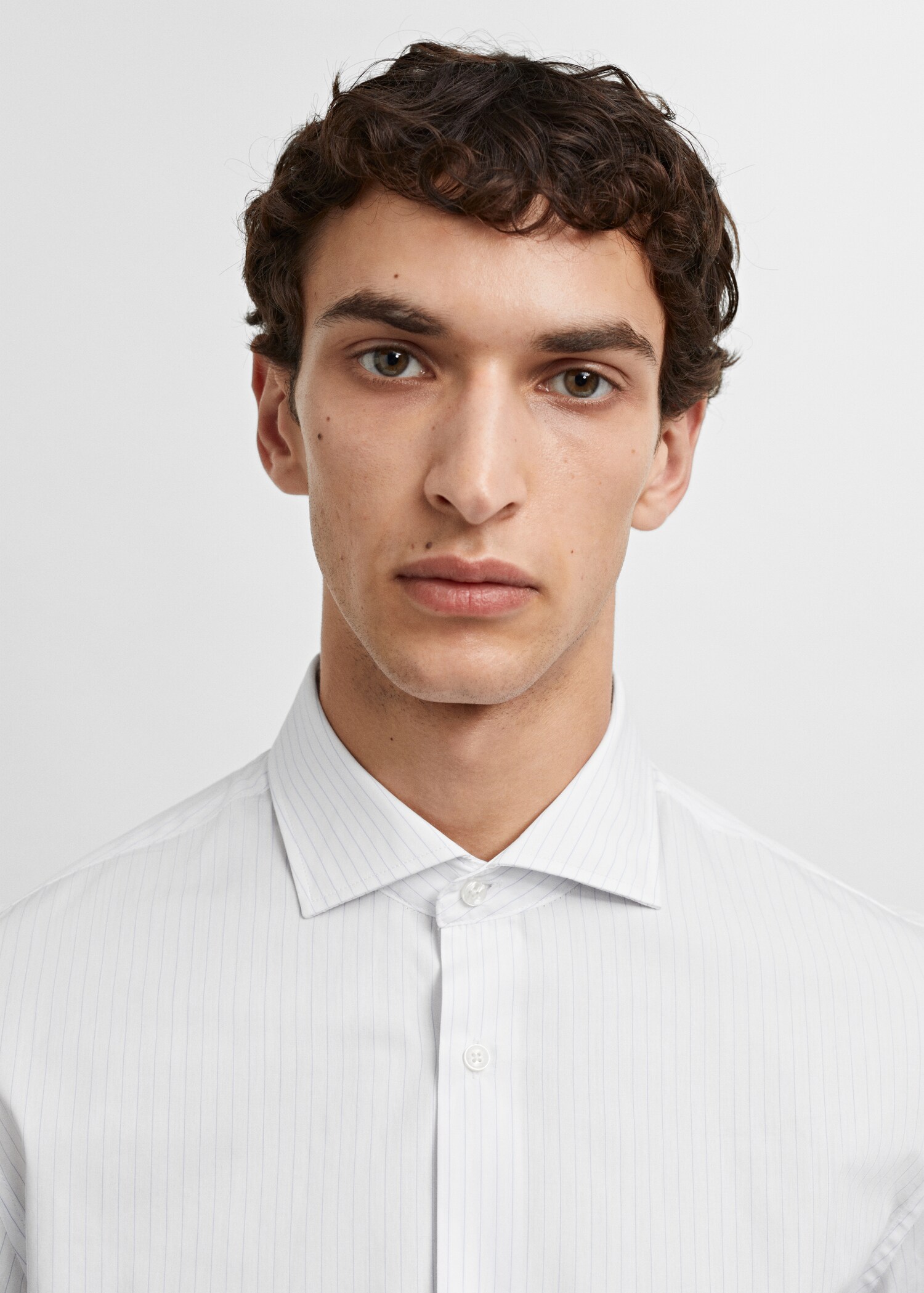 Πουκάμισο κοστουμιού slim fit twill μικροσκοπικό μοτίβο - Λεπτομέρεια του προϊόντος 1