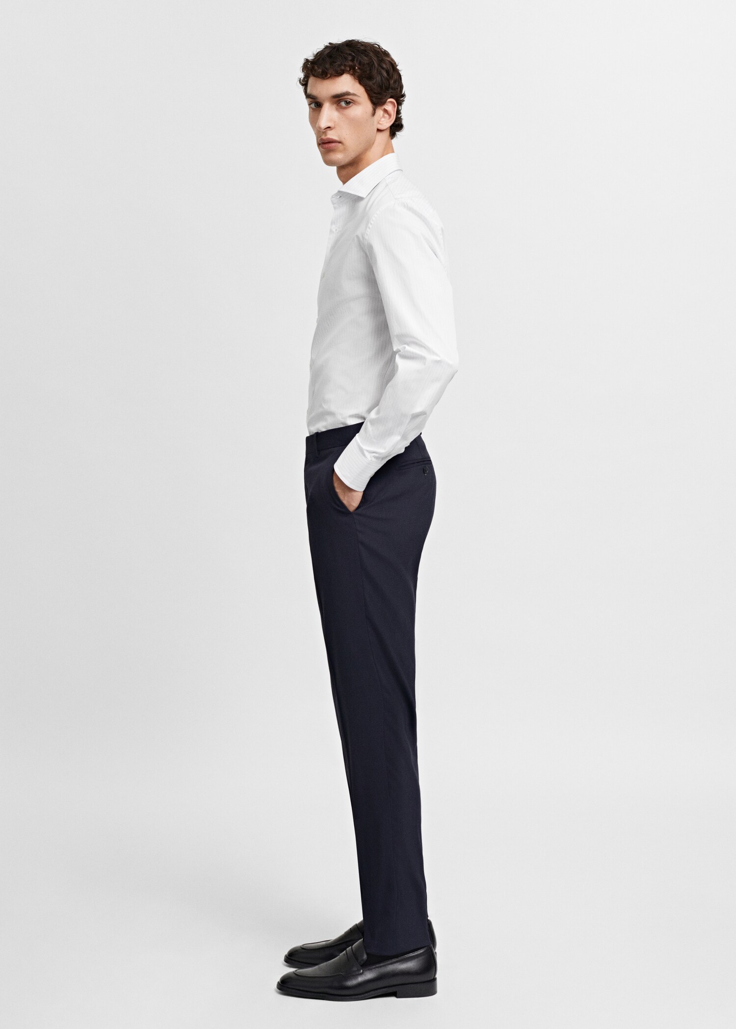 Πουκάμισο κοστουμιού slim fit twill μικροσκοπικό μοτίβο - Λεπτομέρεια του προϊόντος 2