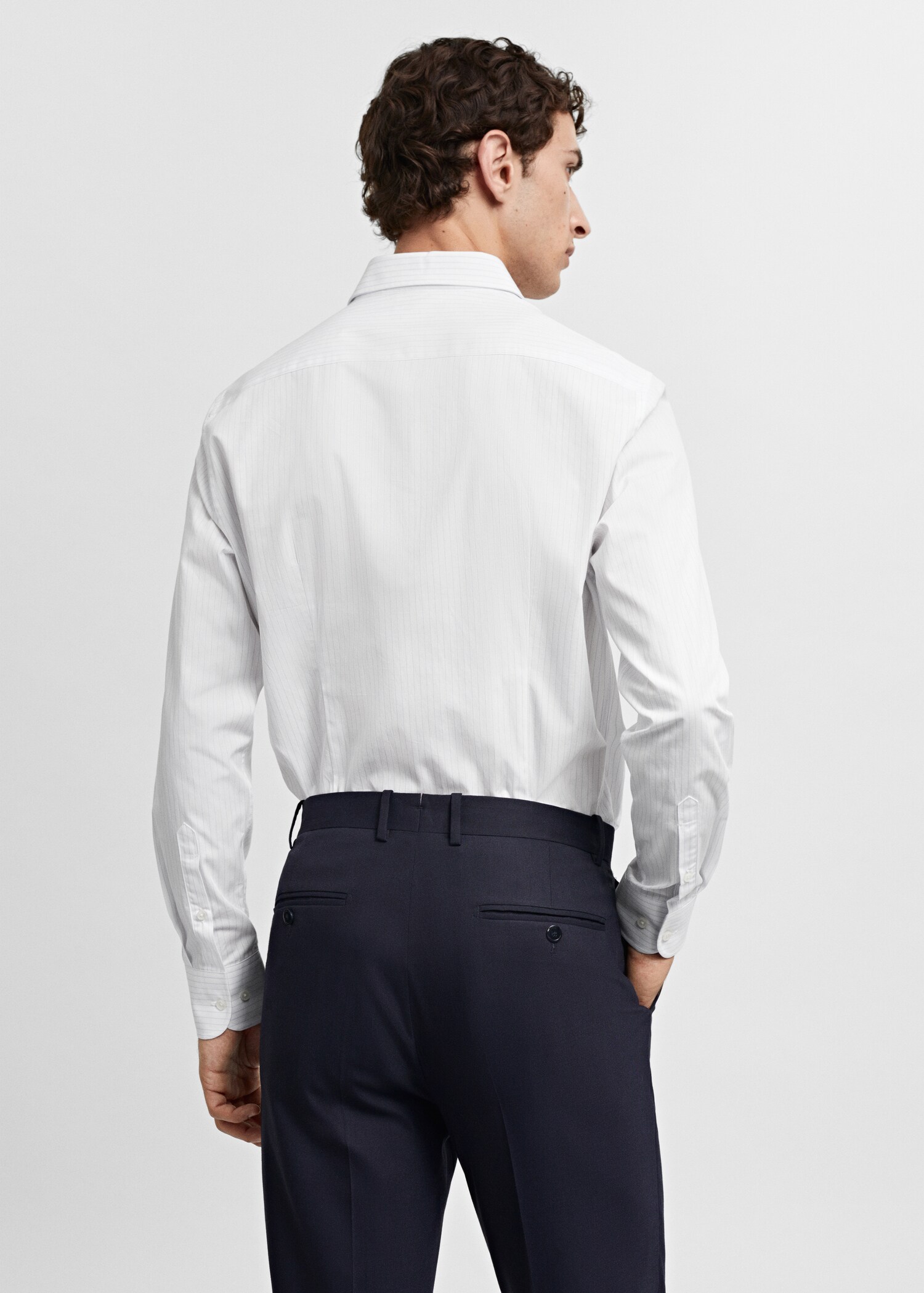 Πουκάμισο κοστουμιού slim fit twill μικροσκοπικό μοτίβο - Πίσω όψη προϊόντος