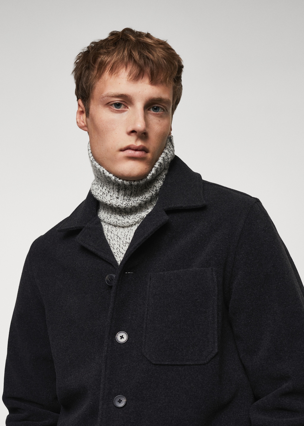 Double-faced wool overshirt with pockets - Men | MANGO OUTLET USA