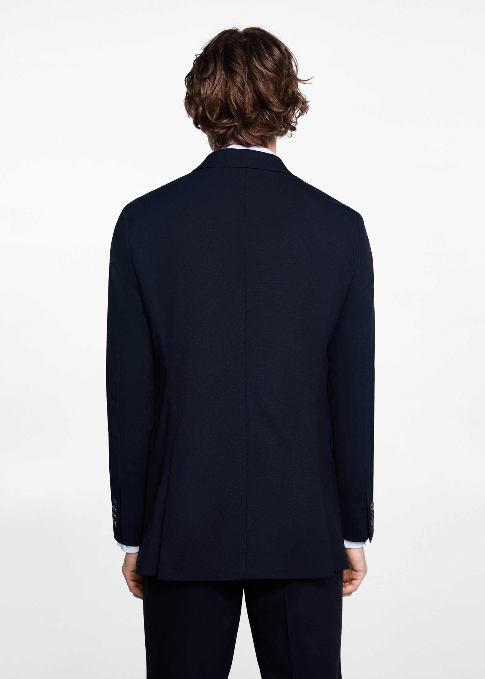 Veste de costume slim fit - Verso de l’article, Bleu marine foncé. Ref: 67070648-00.