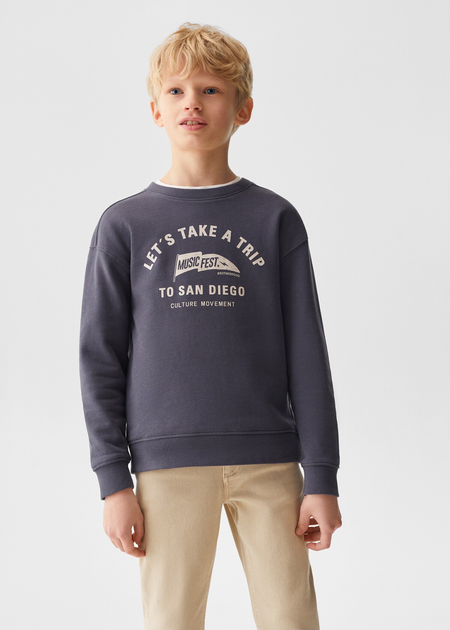 Katoenen sweatshirt met boodschap - Middenvlak
