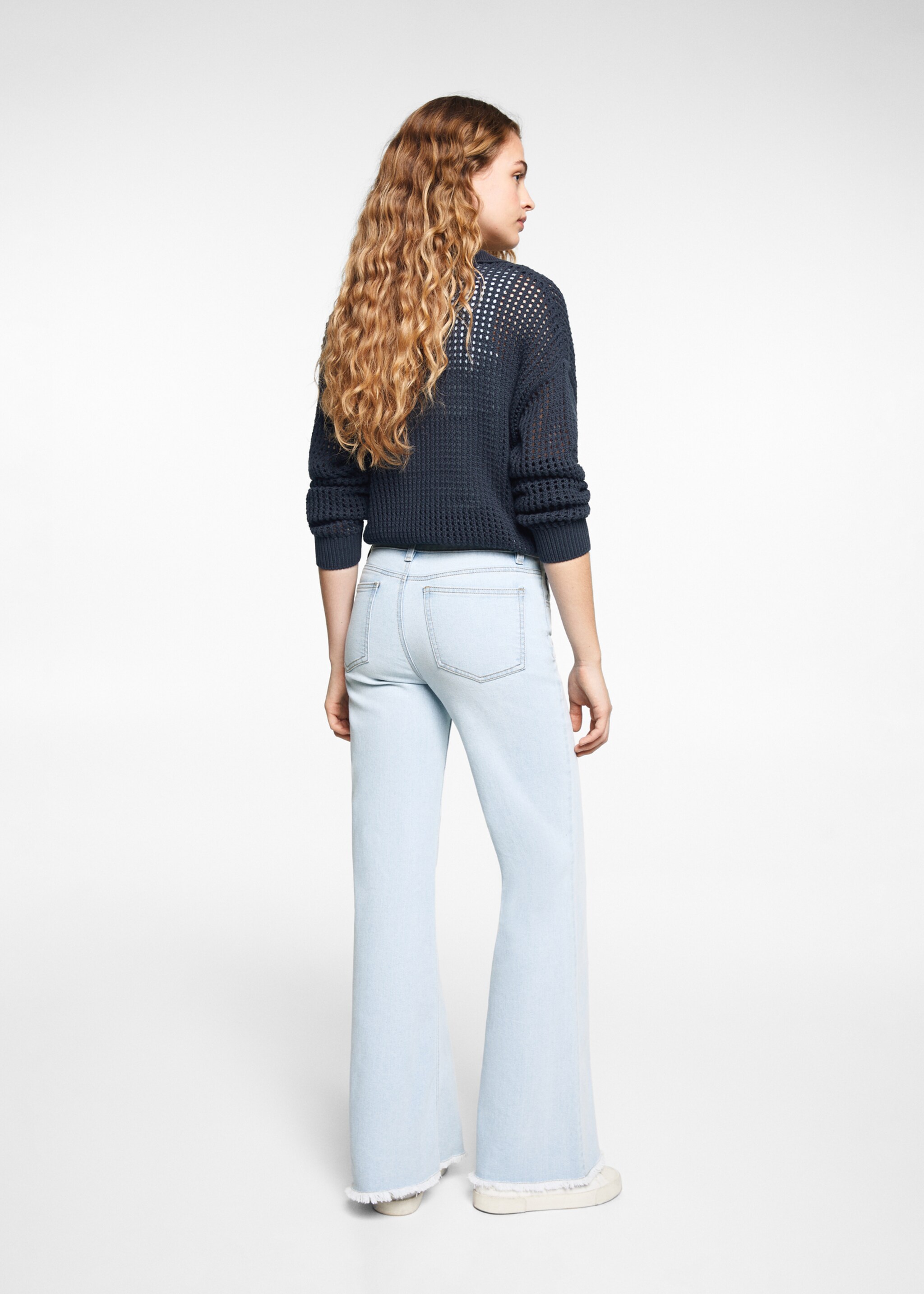 Mid-rise wideleg jeans - Achterkant van het artikel, Lichtblauw. Ref: 67070670-00.