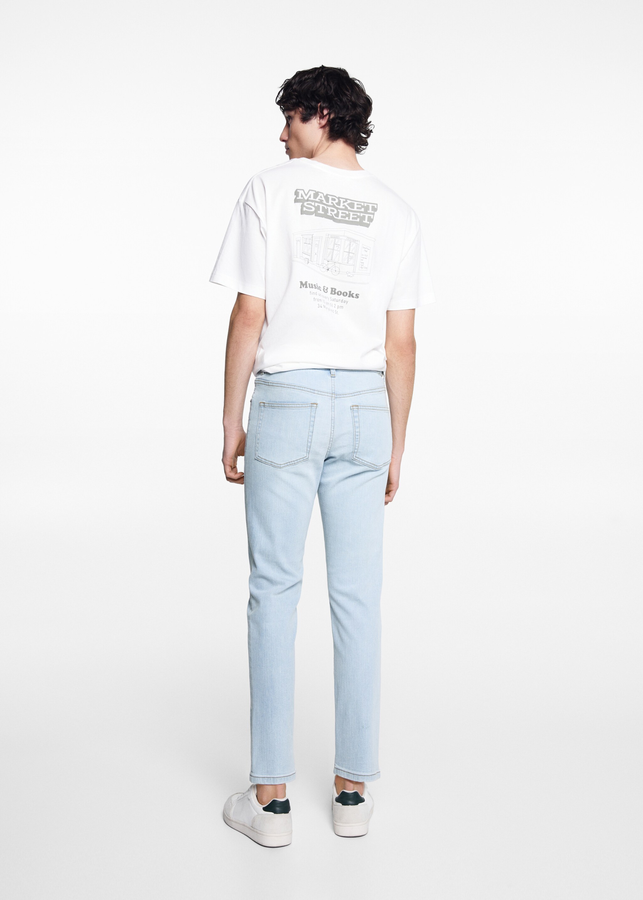 Jean slim boutons - Verso de l’article, Bleu clair. Ref: 67070678-00.
