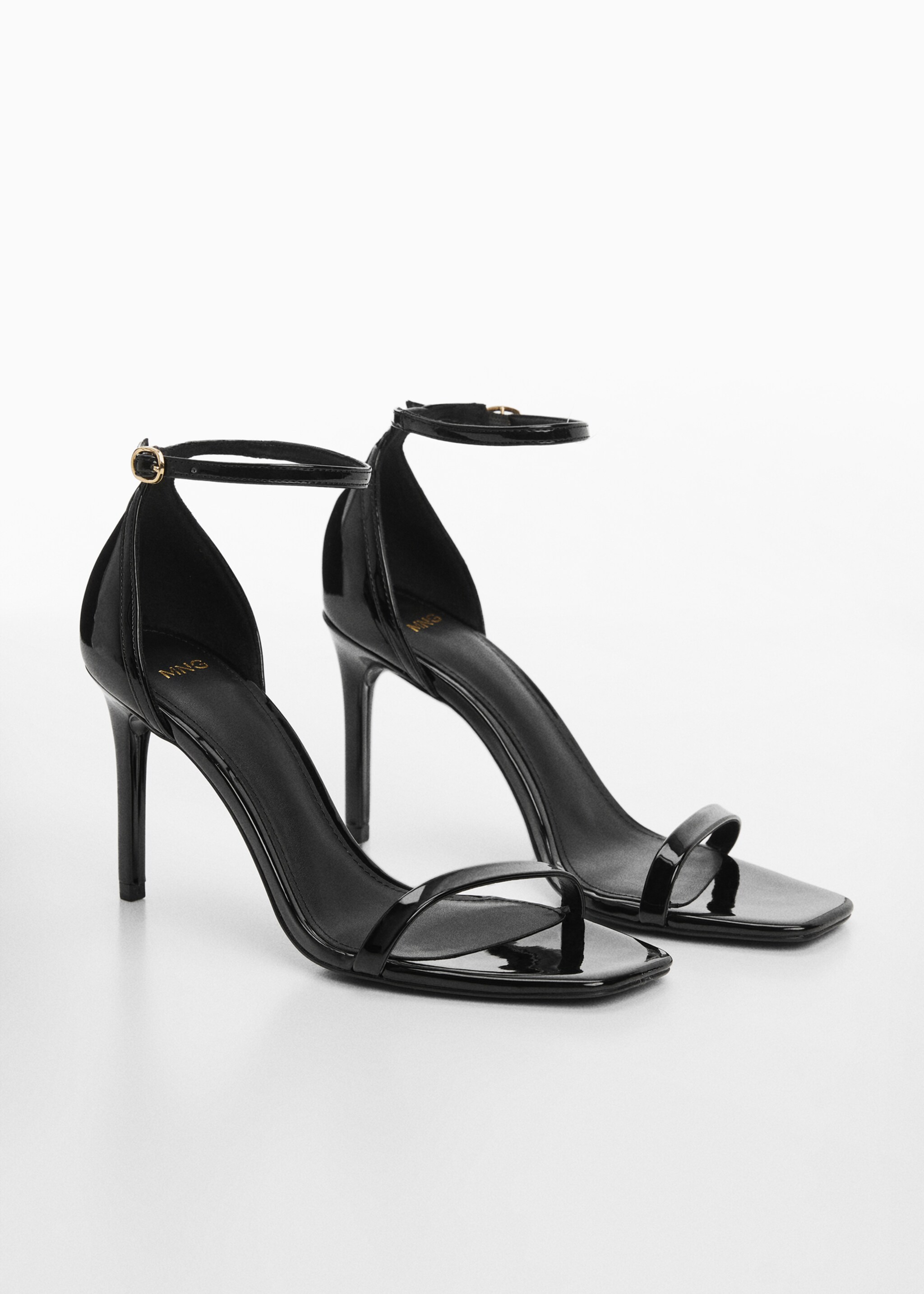 Patent leather effect heeled sandal - Medium plane, Black. Ref: 67072010-00.