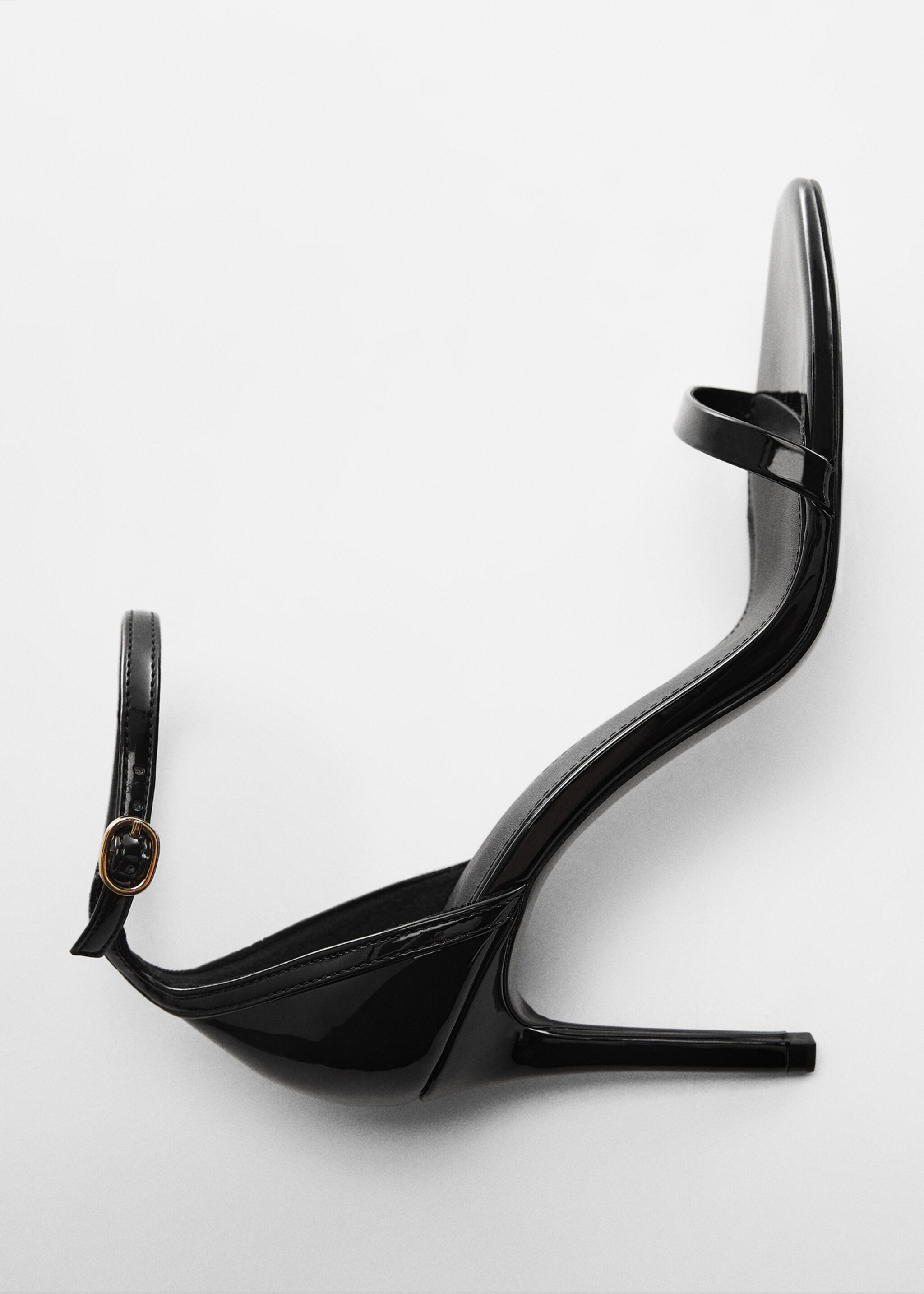 Patent leather effect heeled sandal - Details of the article 5, Black. Ref: 67072010-00.