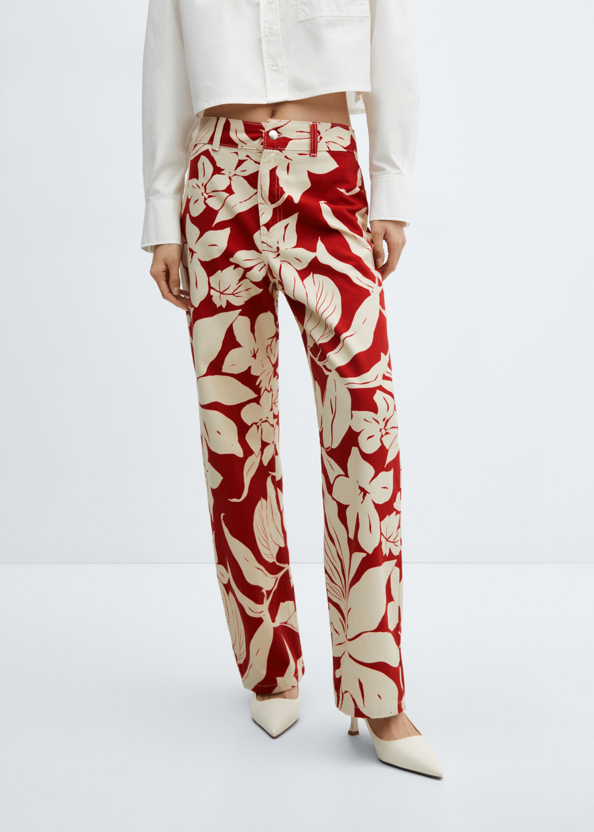 Gerade Print-Hose mit mittlerer Bundhöhe - Mittlere Ansicht