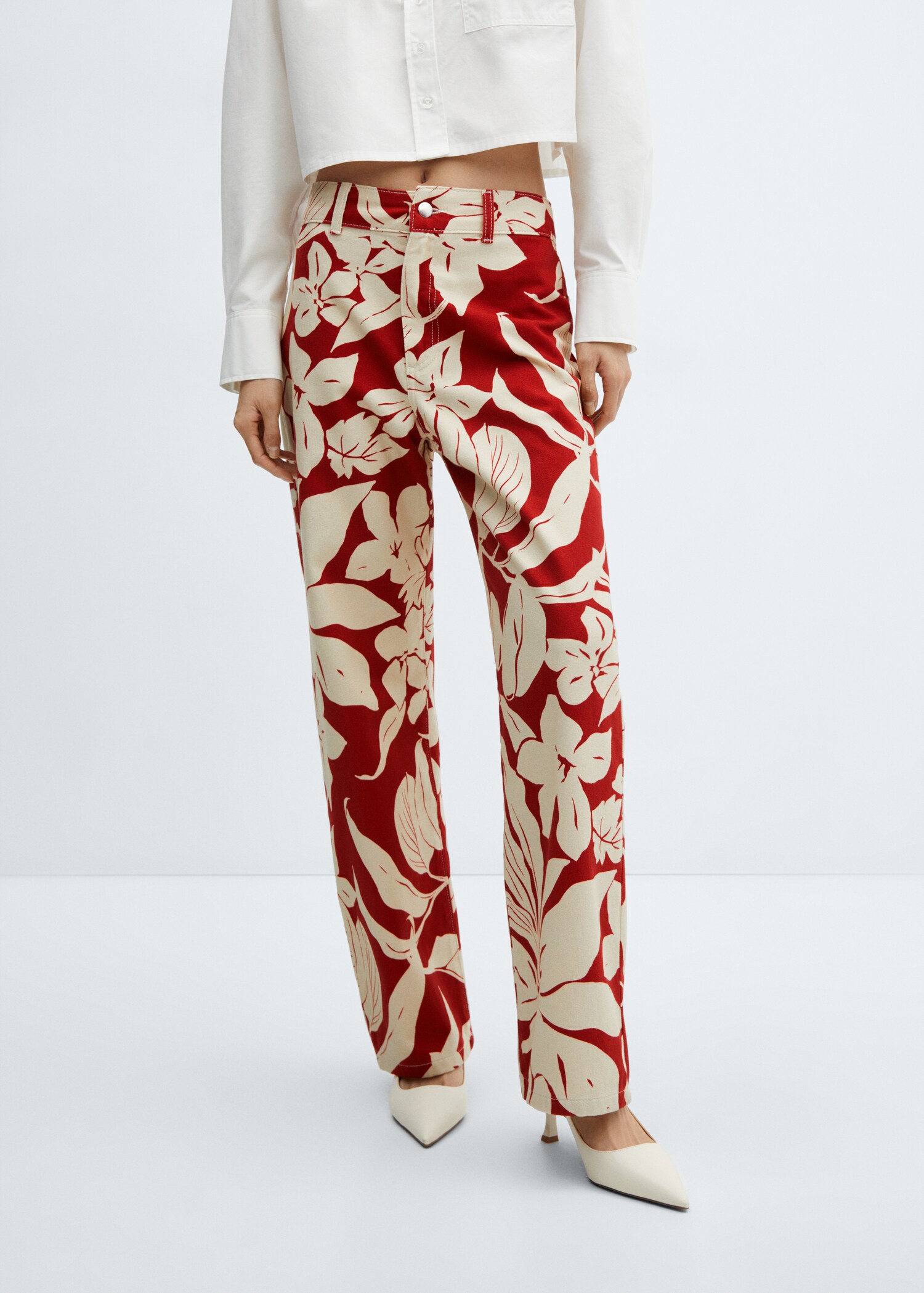 Gerade Print-Hose mit mittlerer Bundhöhe - Mittlere Ansicht