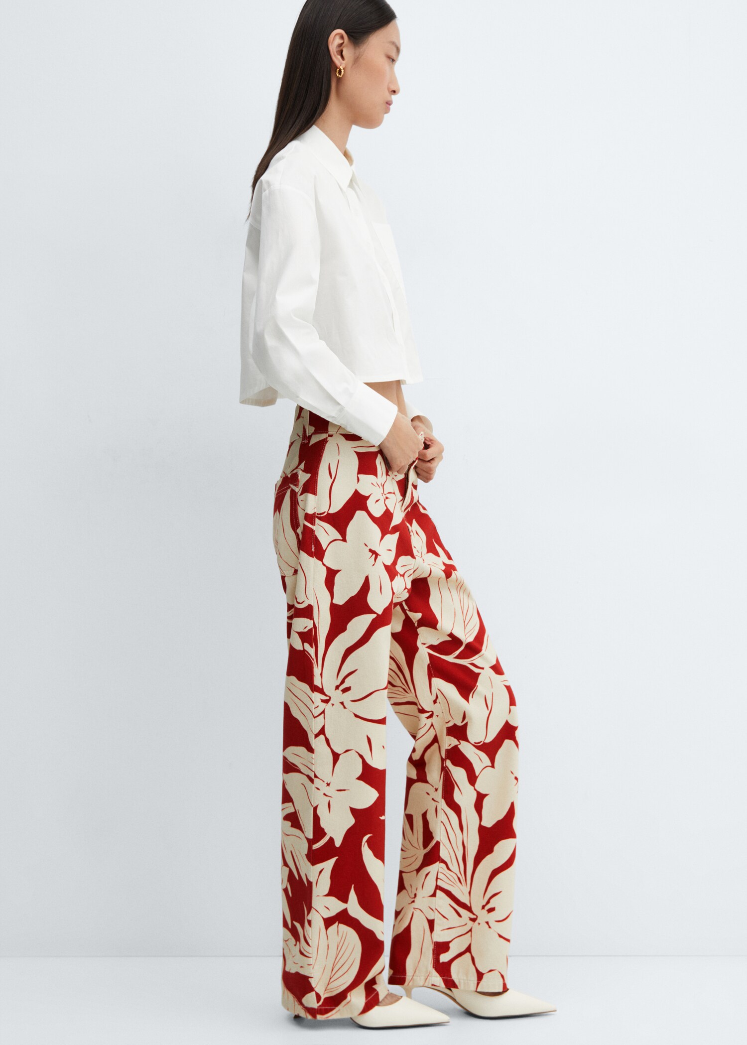 Gerade Print-Hose mit mittlerer Bundhöhe - Detail des Artikels 6