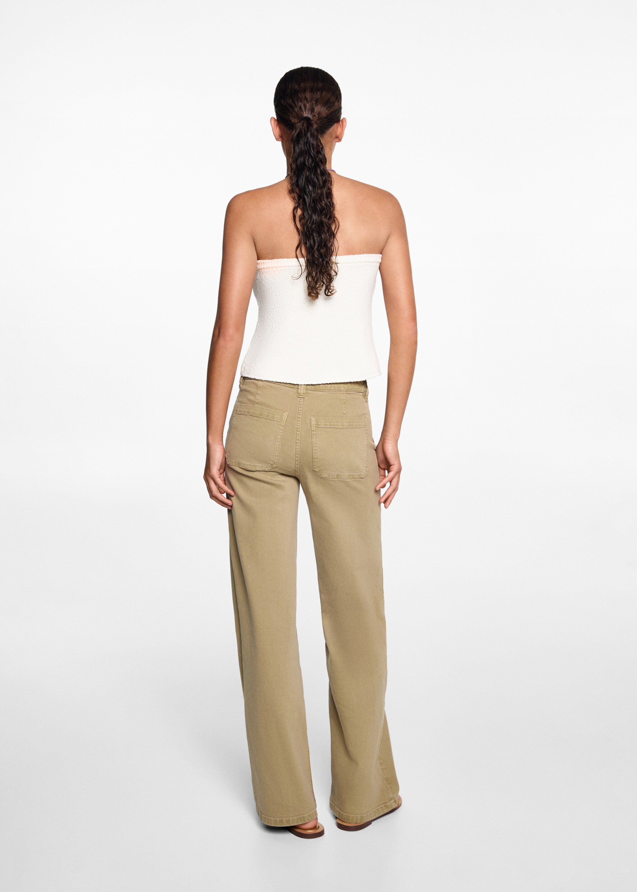 Buttons straight jeans - Reverse of the article, Khaki. Ref: 67072917-00.