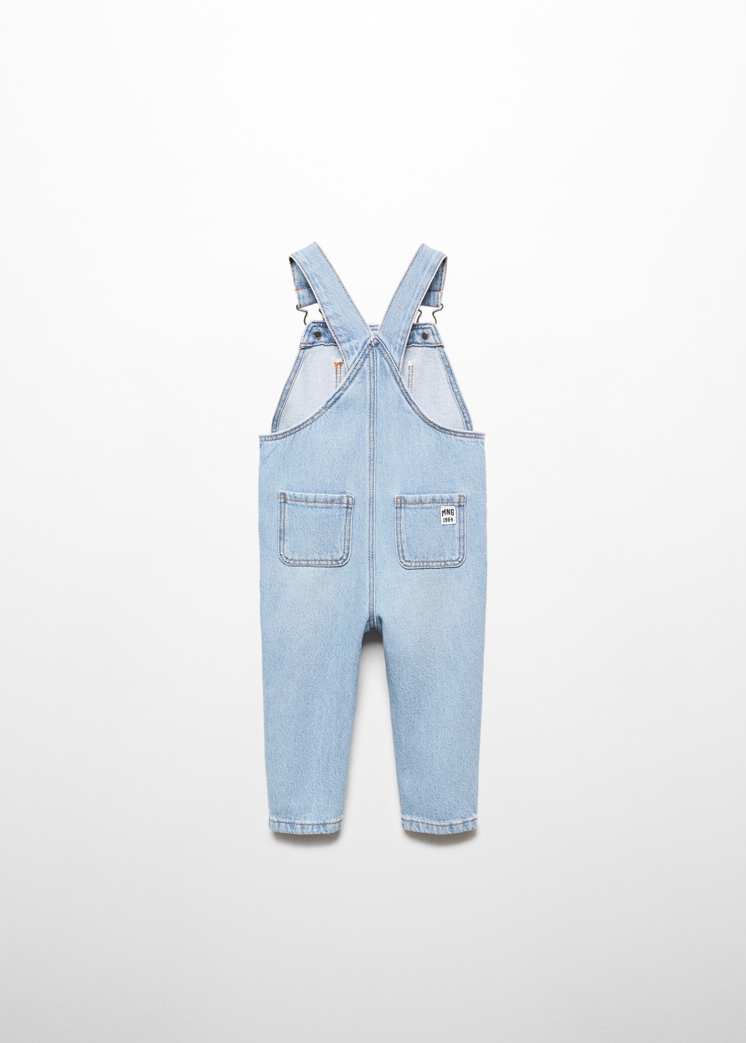 Long denim dungarees - Reverse of the article