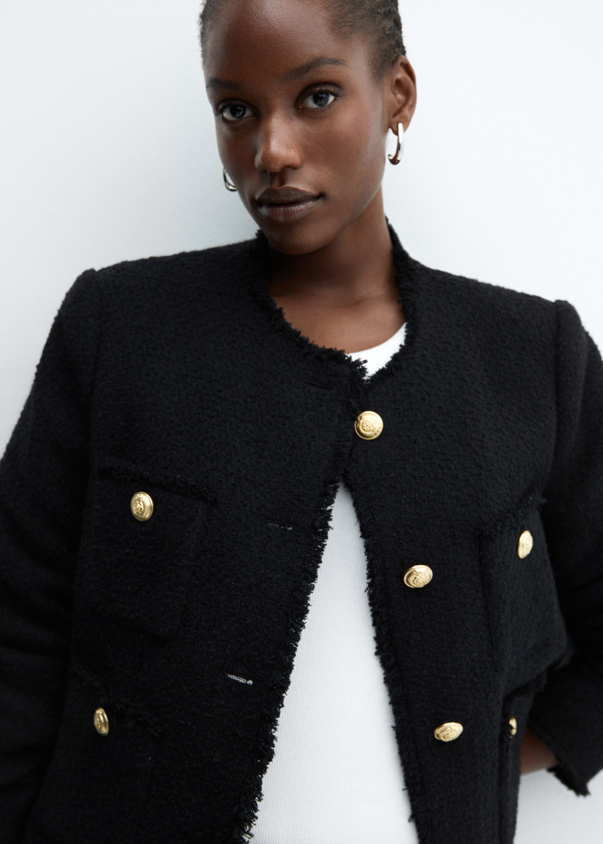 Tweed-Jacke mit Taschen - Detail des Artikels 4, Schwarz. Ref: 67073271-00.