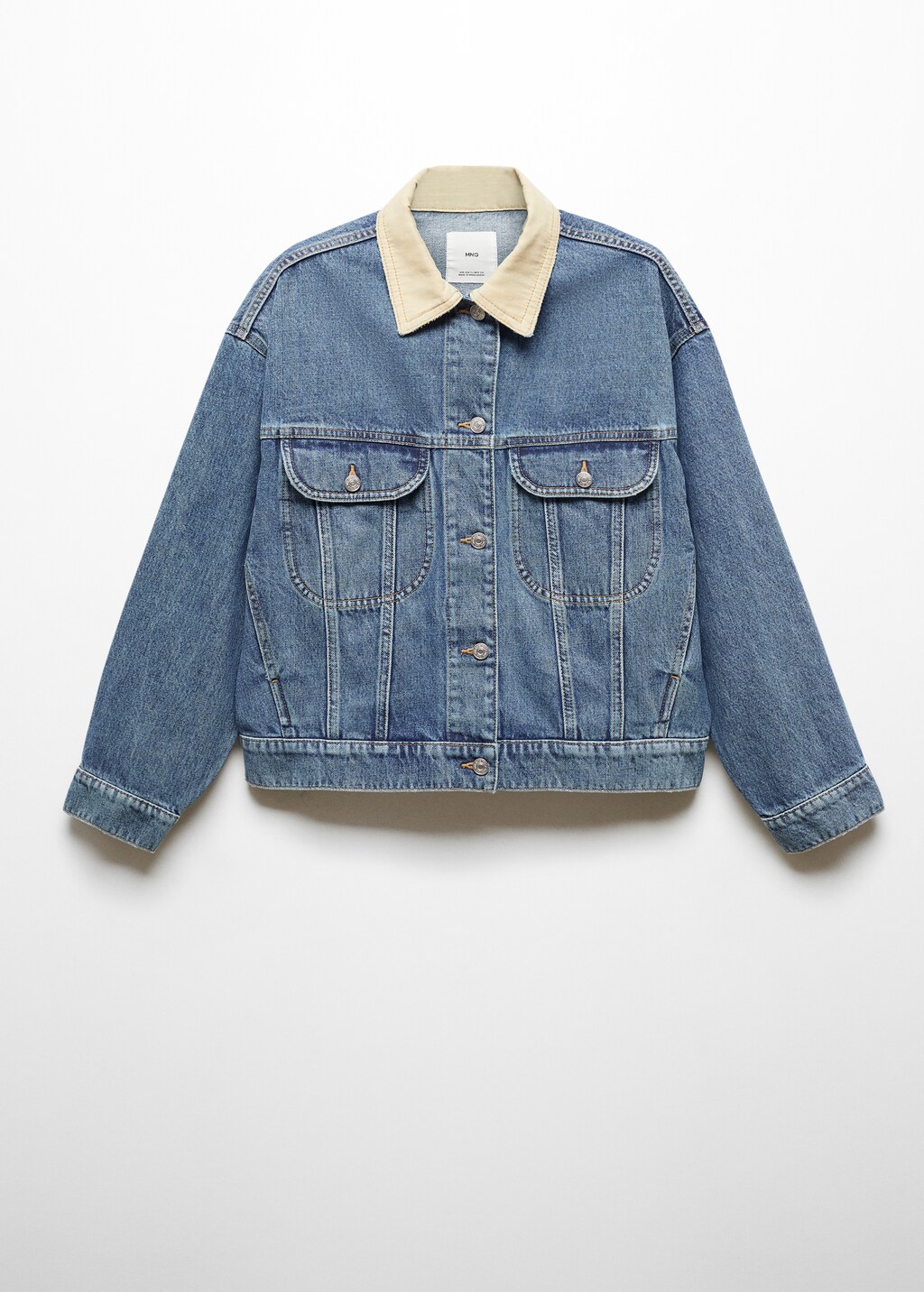 ジャケット Contrast Hem Denim Jacket Contrast denim jacket - Women | MANGO OUTLET USA