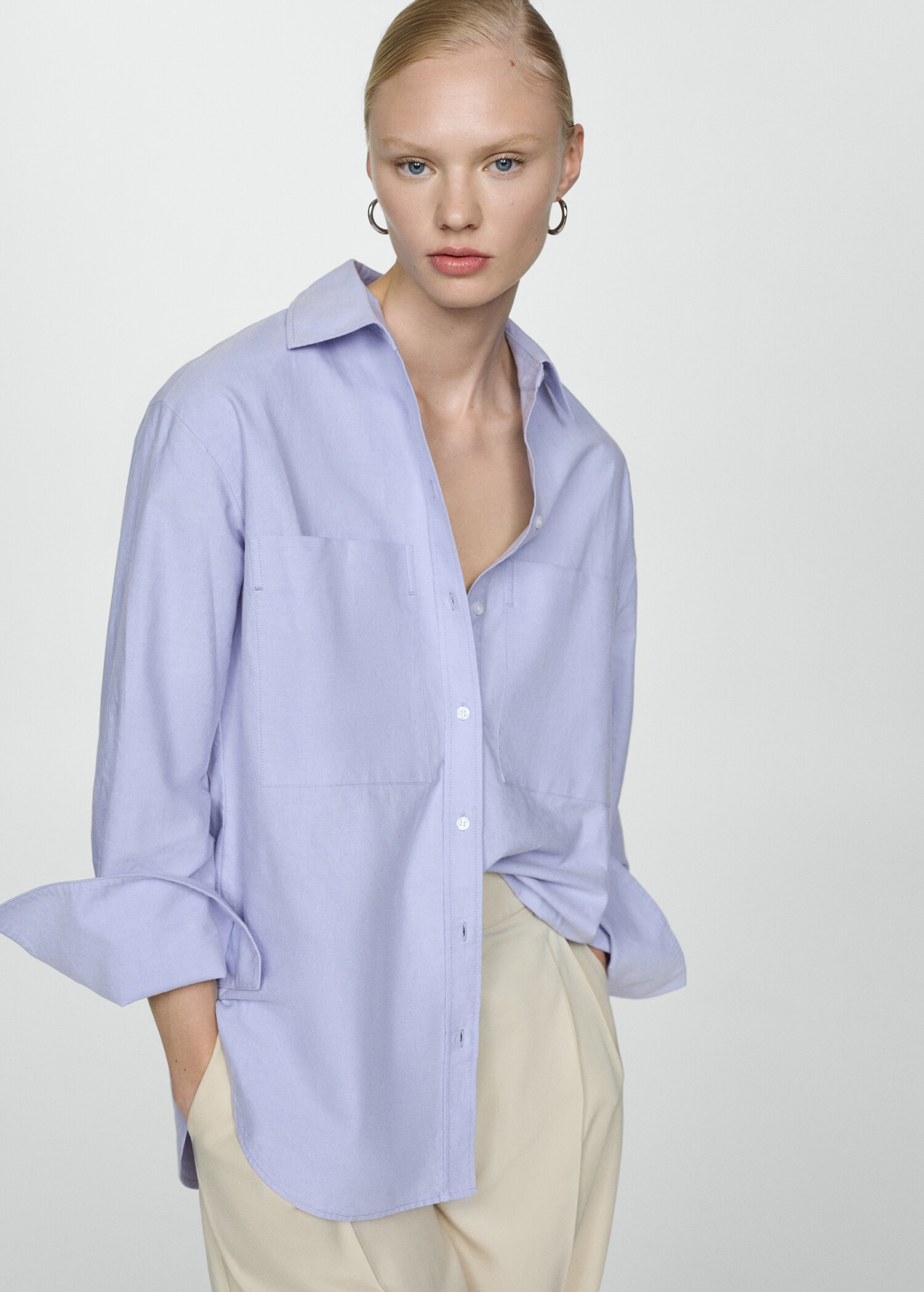 Chest-pocket cotton shirt - Medium plane