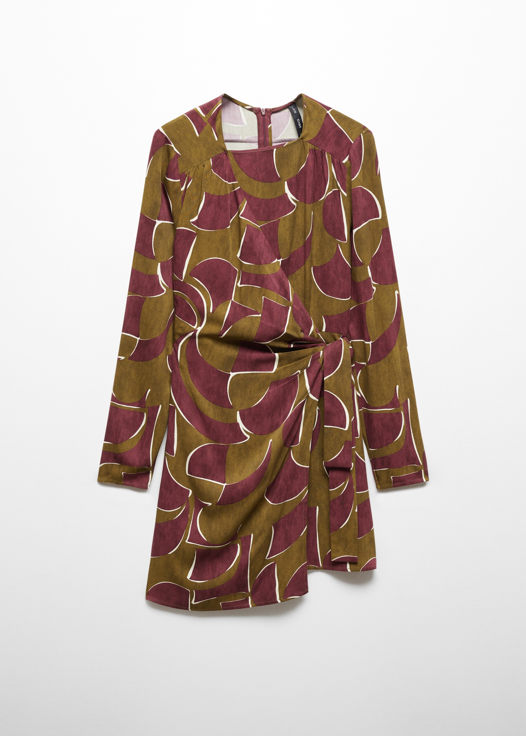 Knotted wrap dress - Article without model, Burgundy. Ref: 67074031-00.