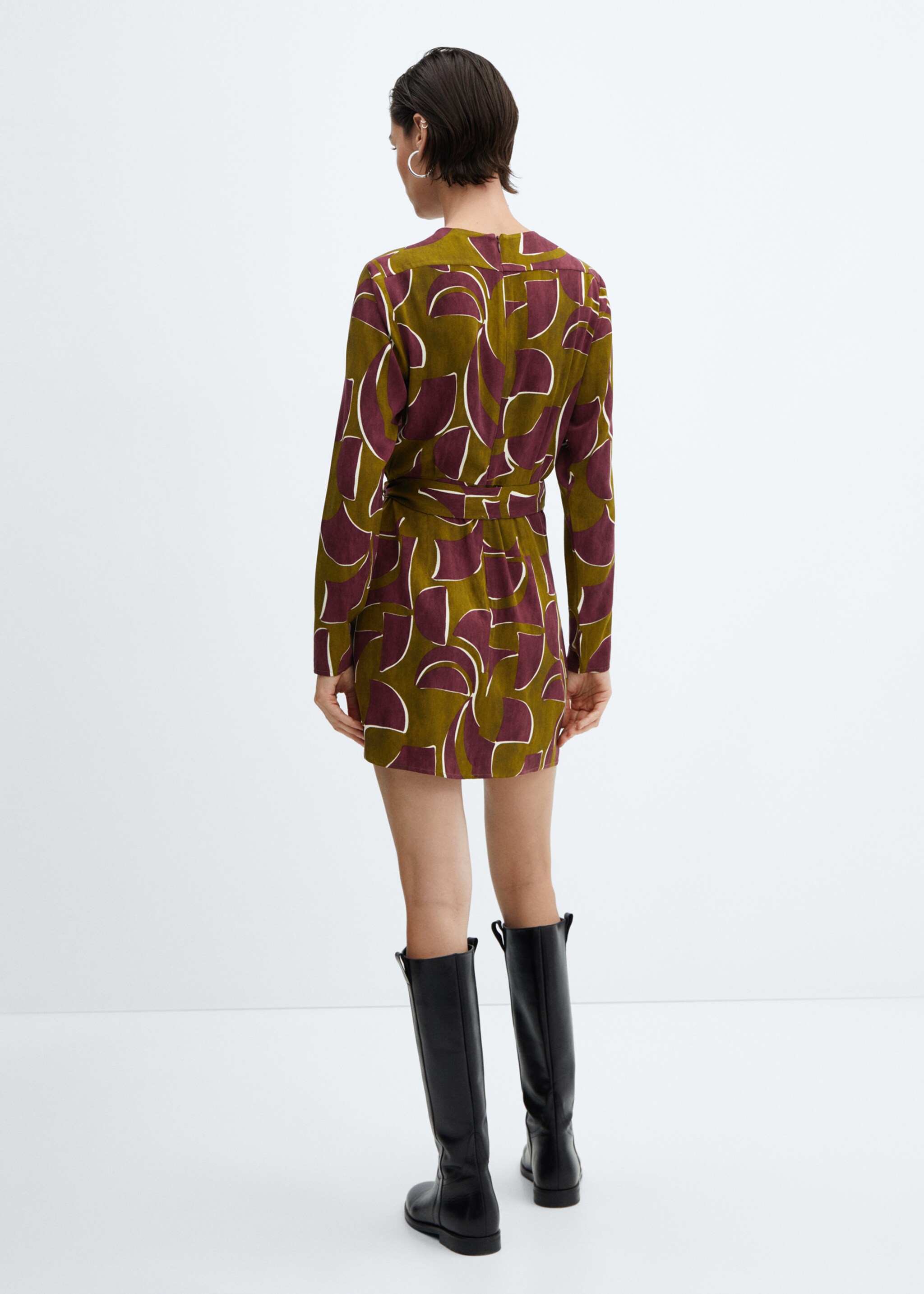 Knotted wrap dress - Reverse of the article, Burgundy. Ref: 67074031-00.