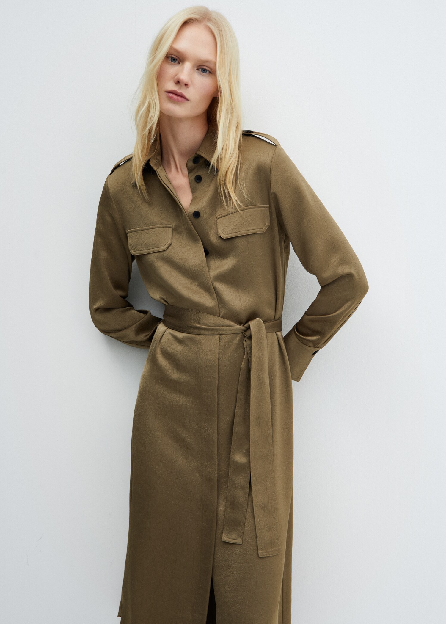 Satin shirt dress - Medium plane