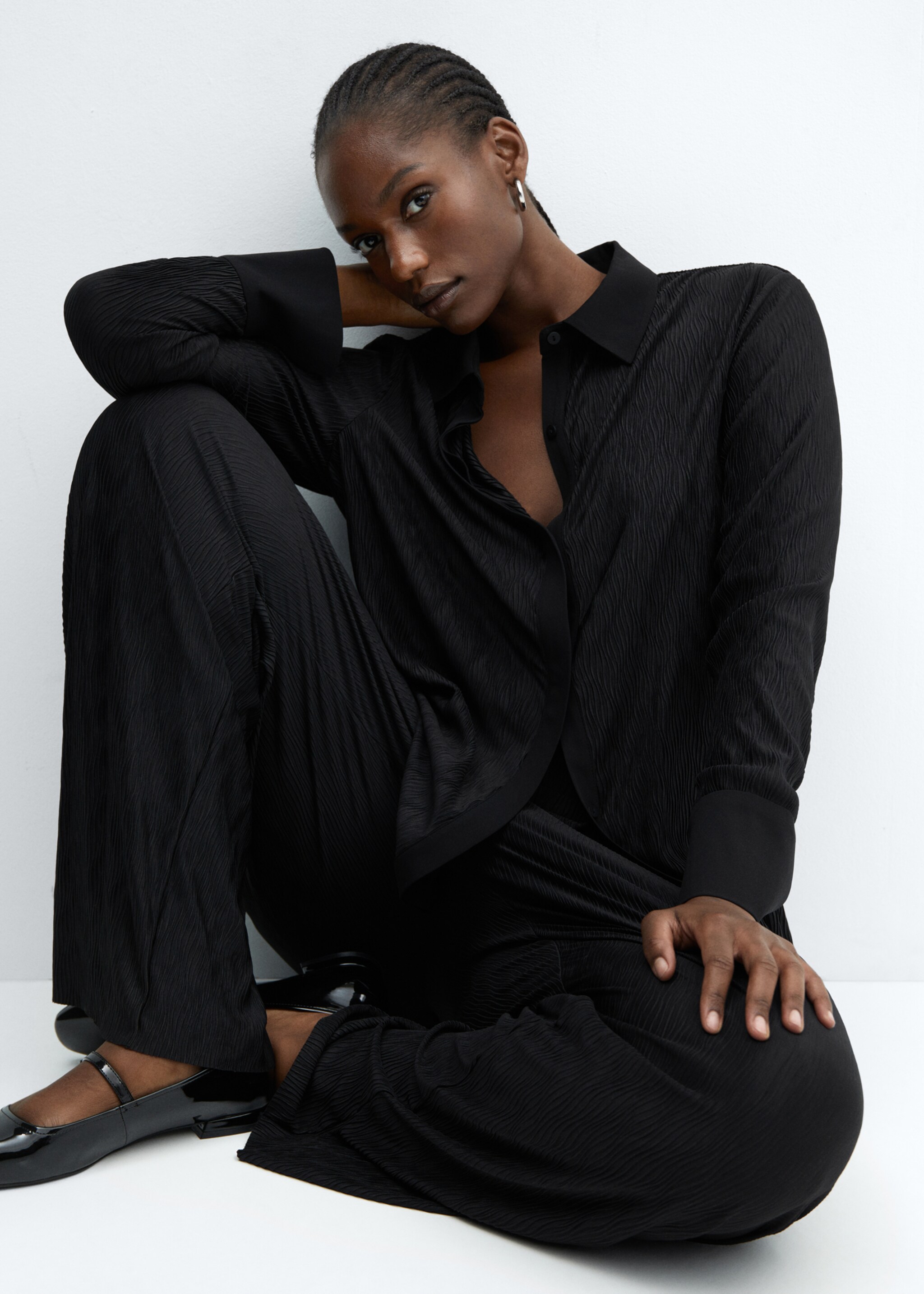 Textured wideleg trousers - Details of the article 4
