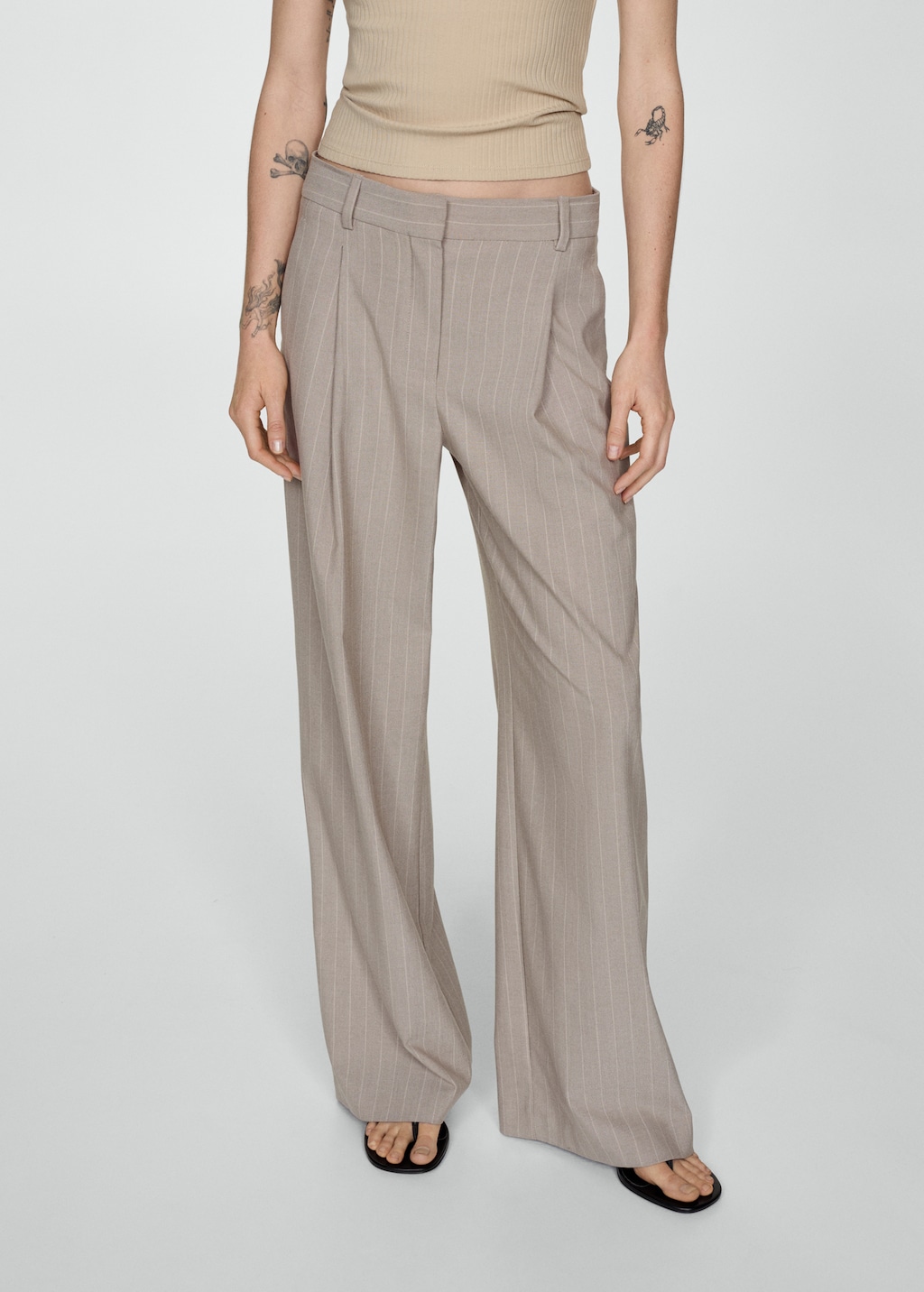 Pinstripe suit trousers - Women | MANGO OUTLET USA