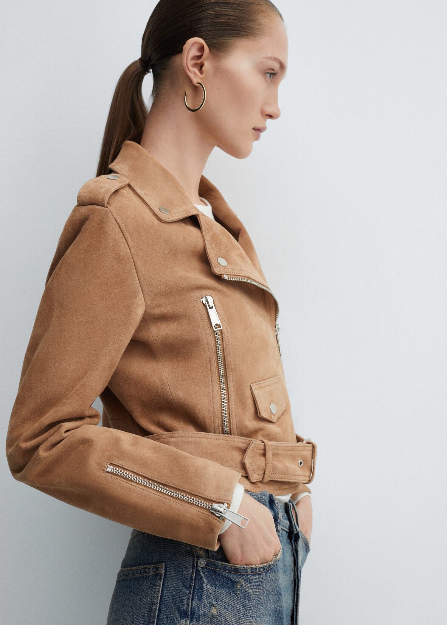 Leather biker jacket - Medium plane