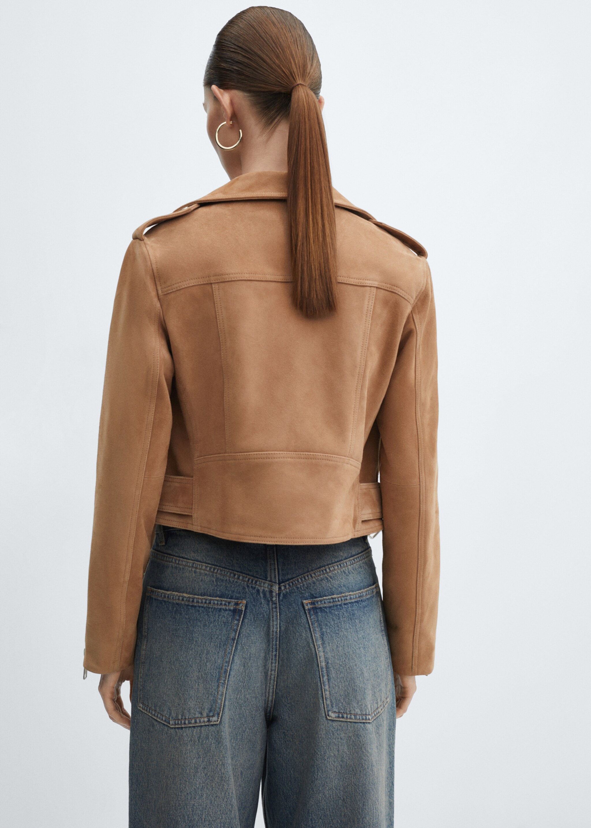 Bikerjacke aus Leder - Rückseite des Artikels, Beige. Ref: 67074045-00.
