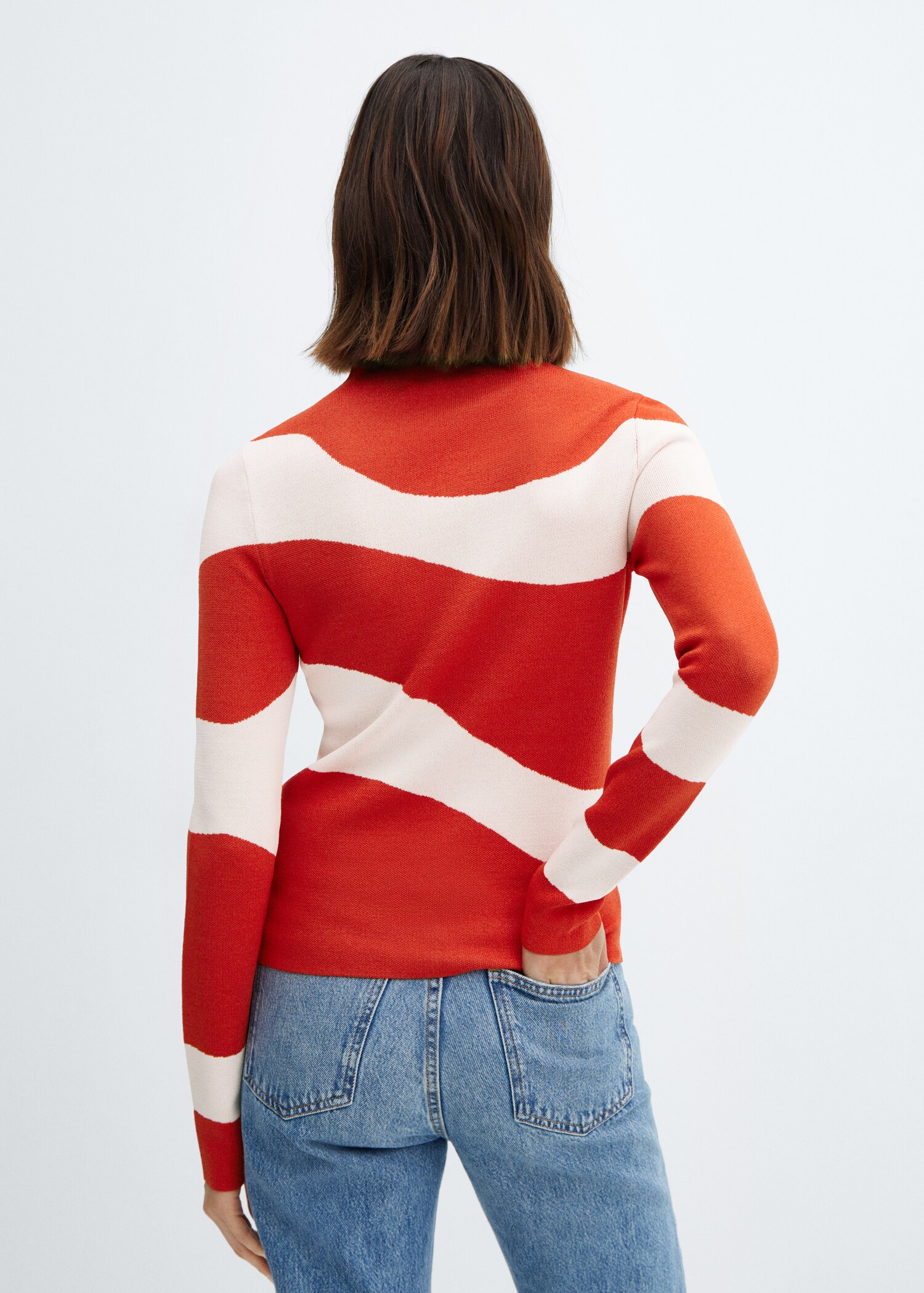 Knitted sweater with perkins neck - Reverse of the article