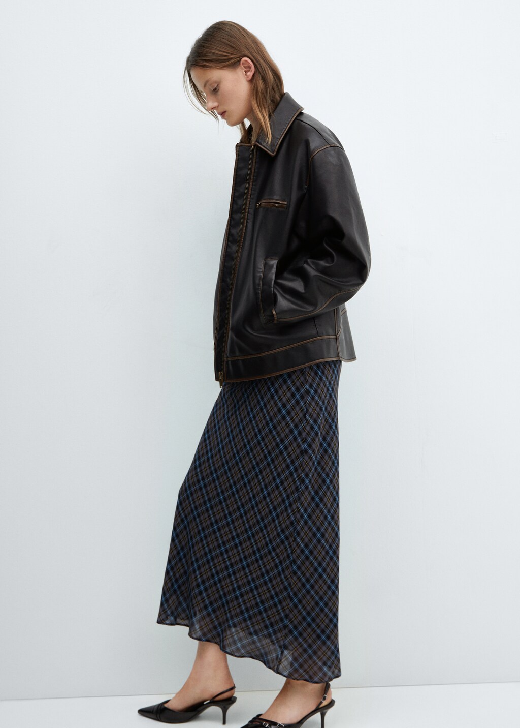 Checked long skirt - Women | MANGO OUTLET USA