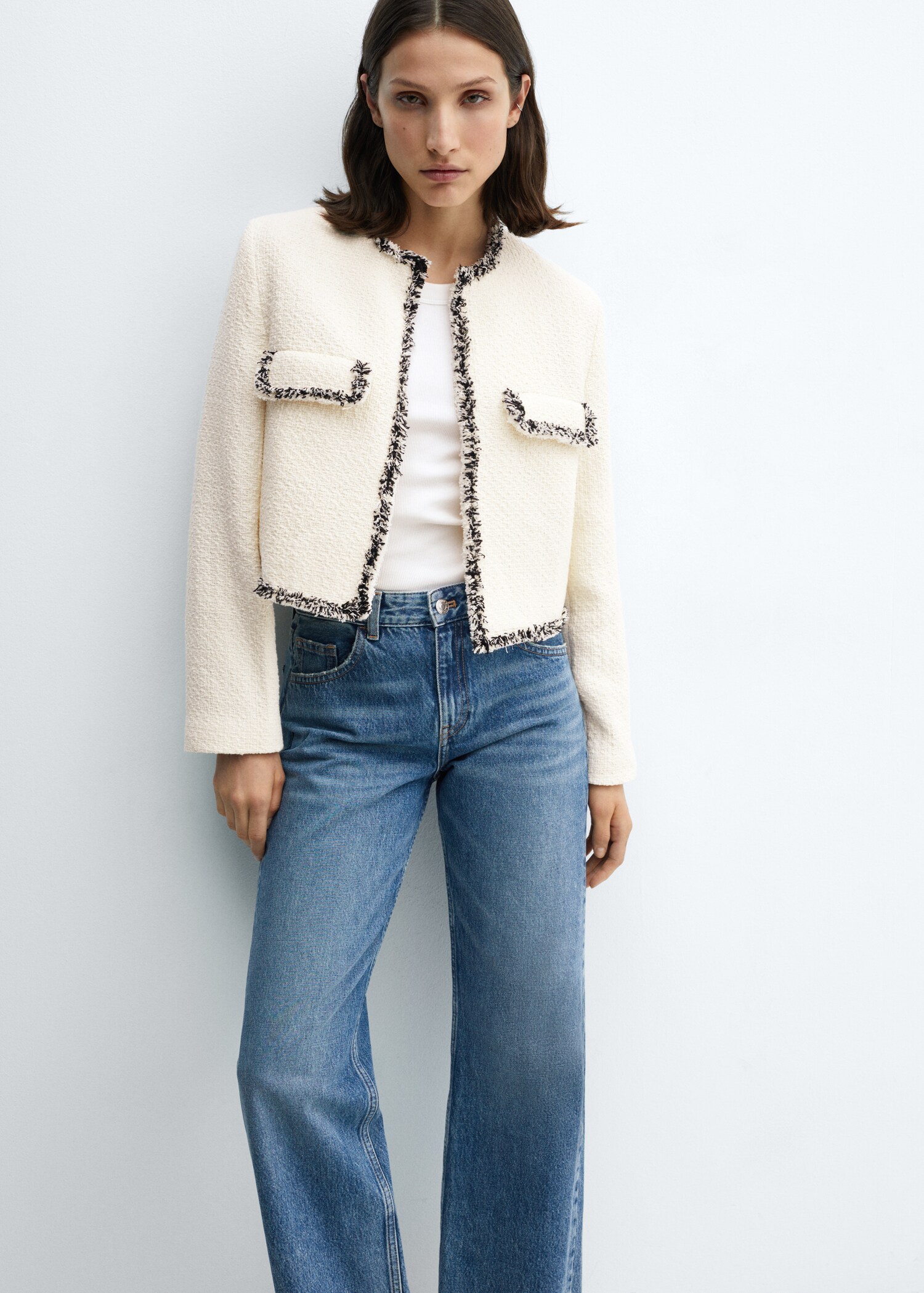 Tweed jacket with contrast detail - Medium plane