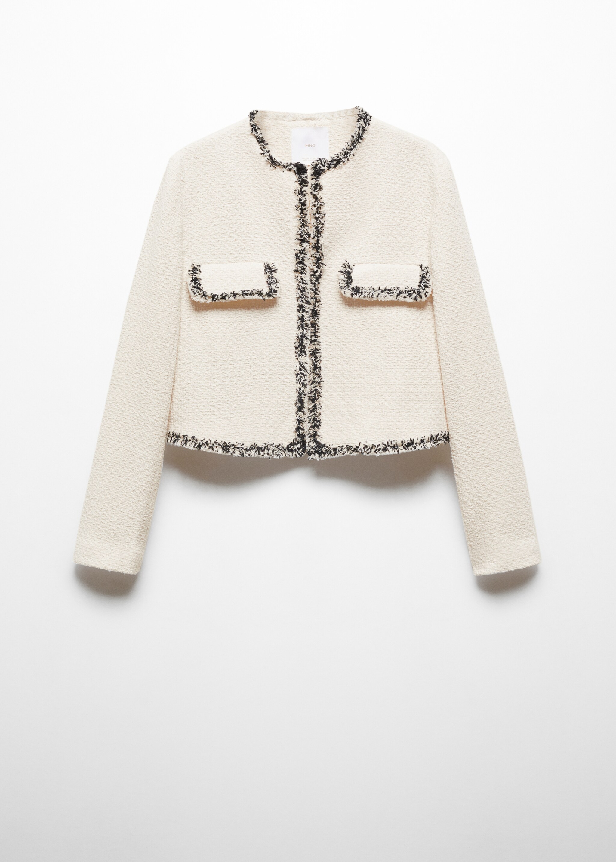 Tweed jacket with contrast detail - Article without model, Ecru. Ref: 67074074-00.