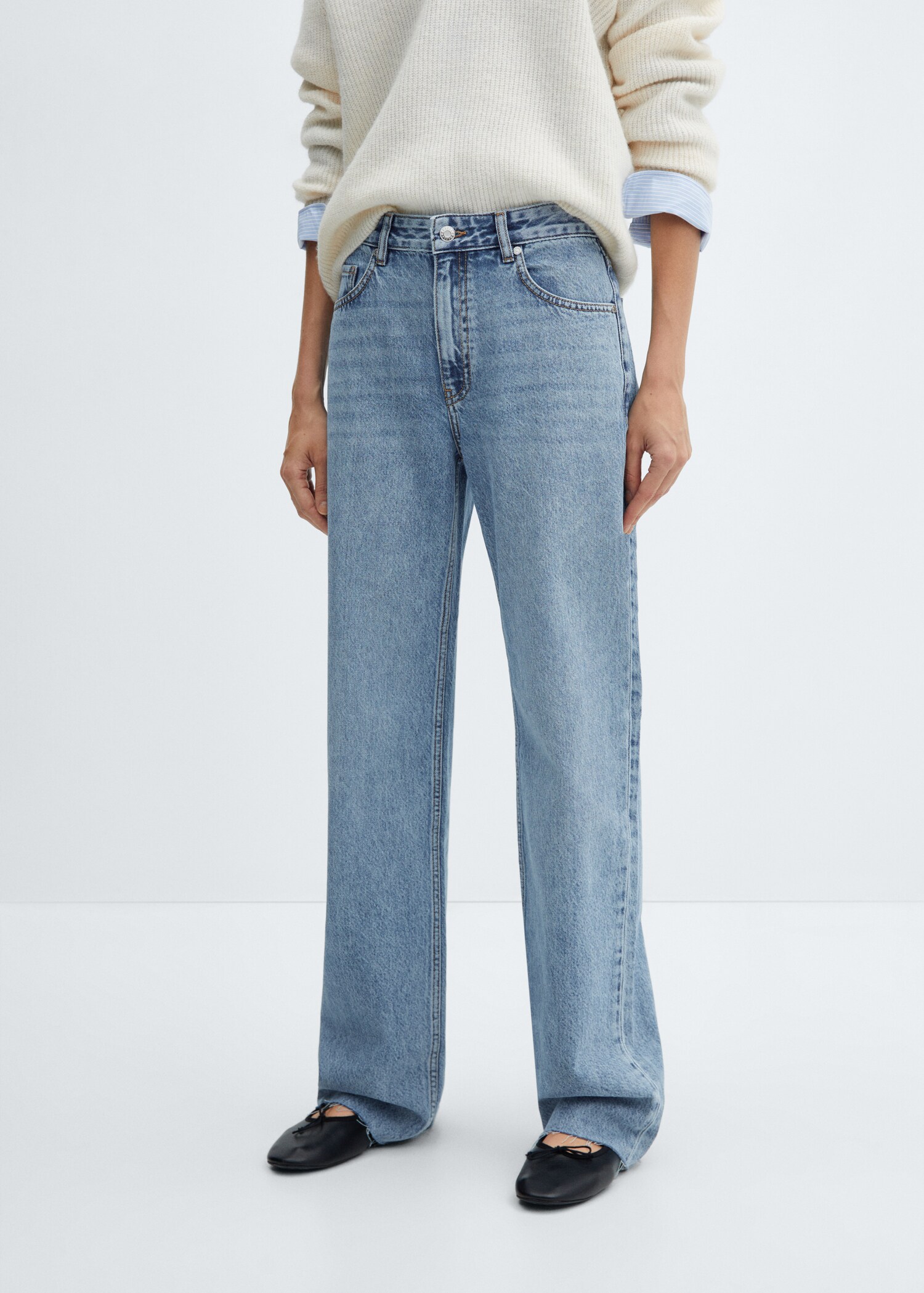 Wideleg-Jeans mit mittlerer Bundhöhe - Mittlere Ansicht