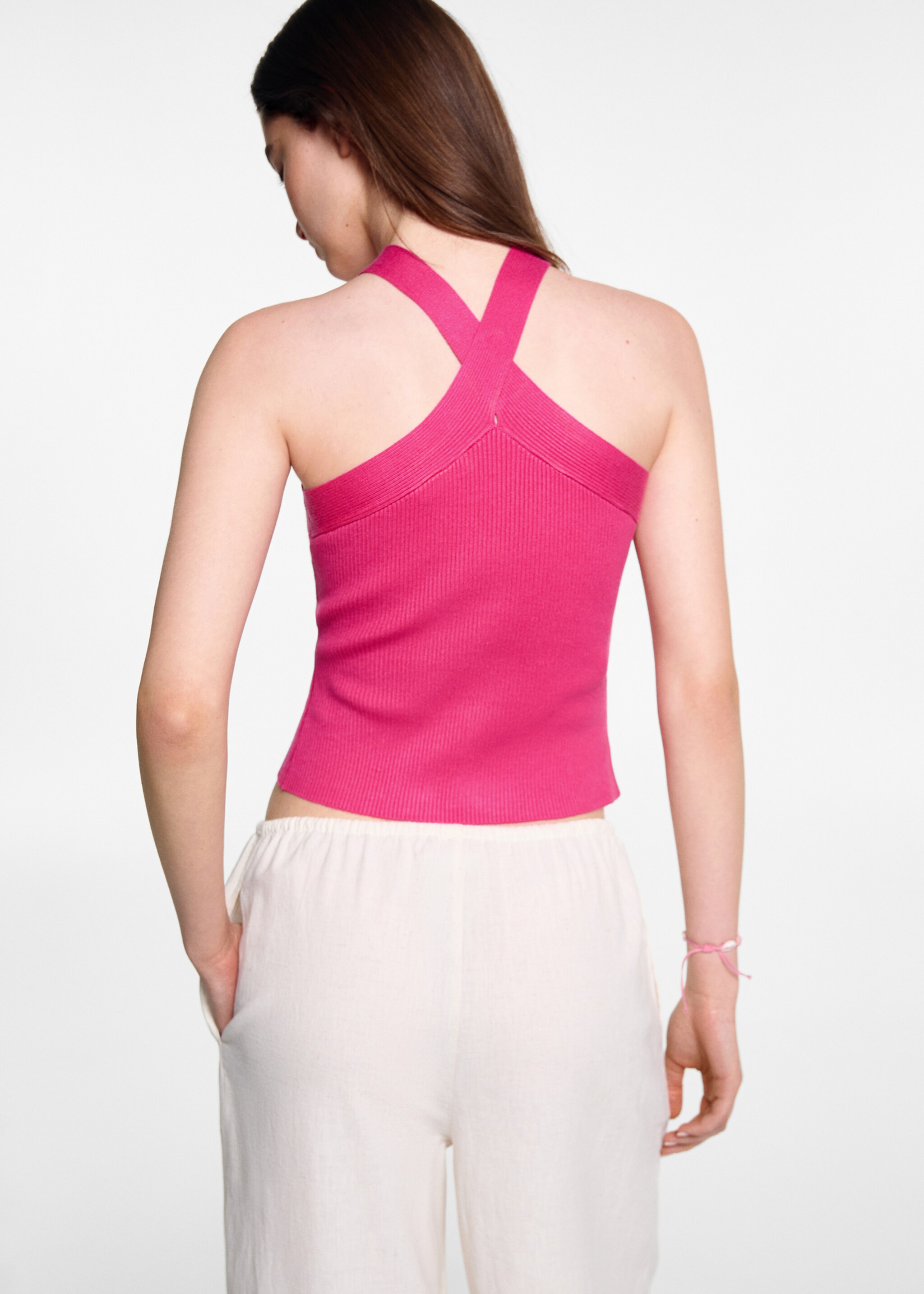 Jersey-Top in Wickel-Optik - Rückseite des Artikels, Fuchsia. Ref: 67074467-00.