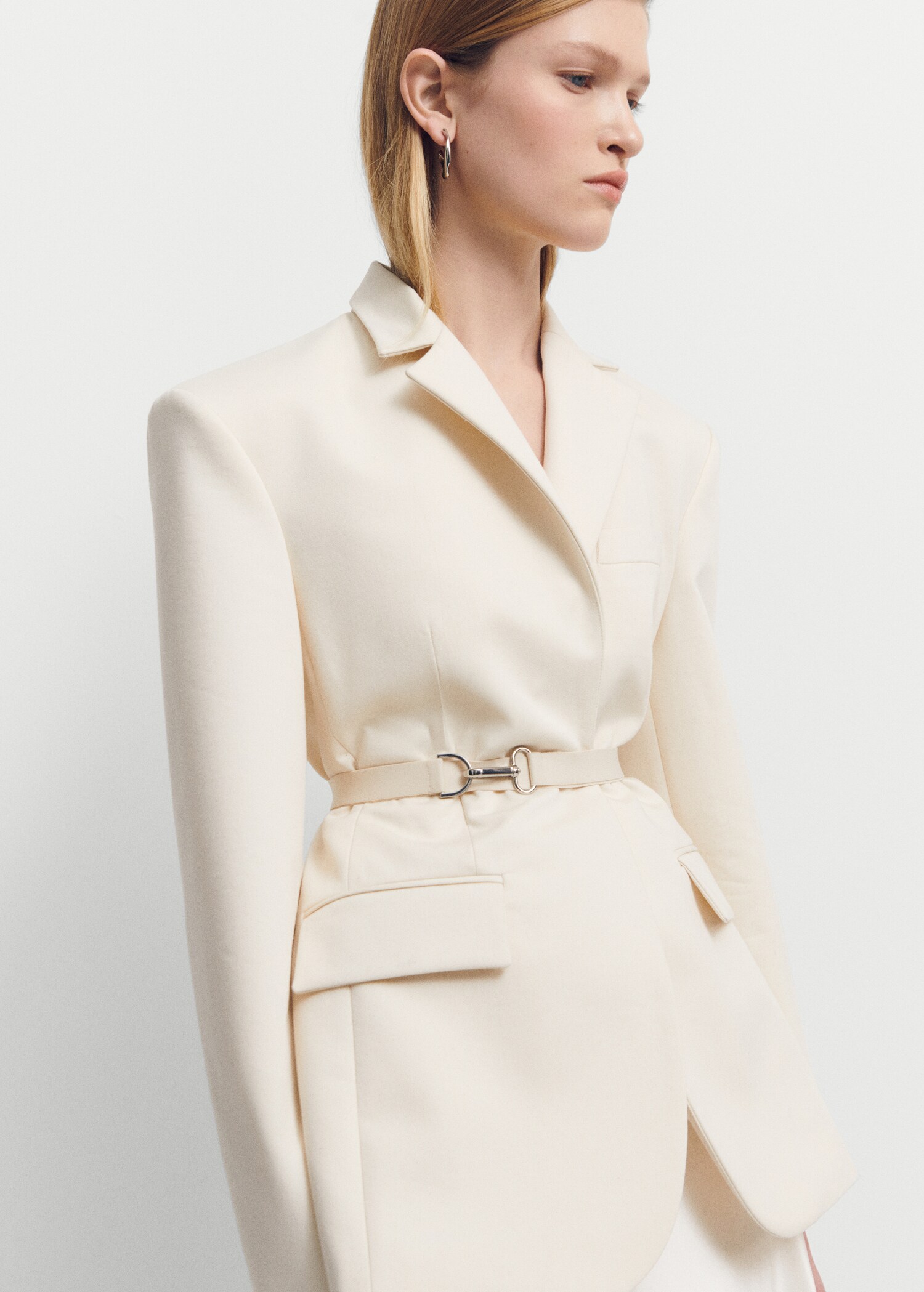 Belt structured blazer - Medium plane