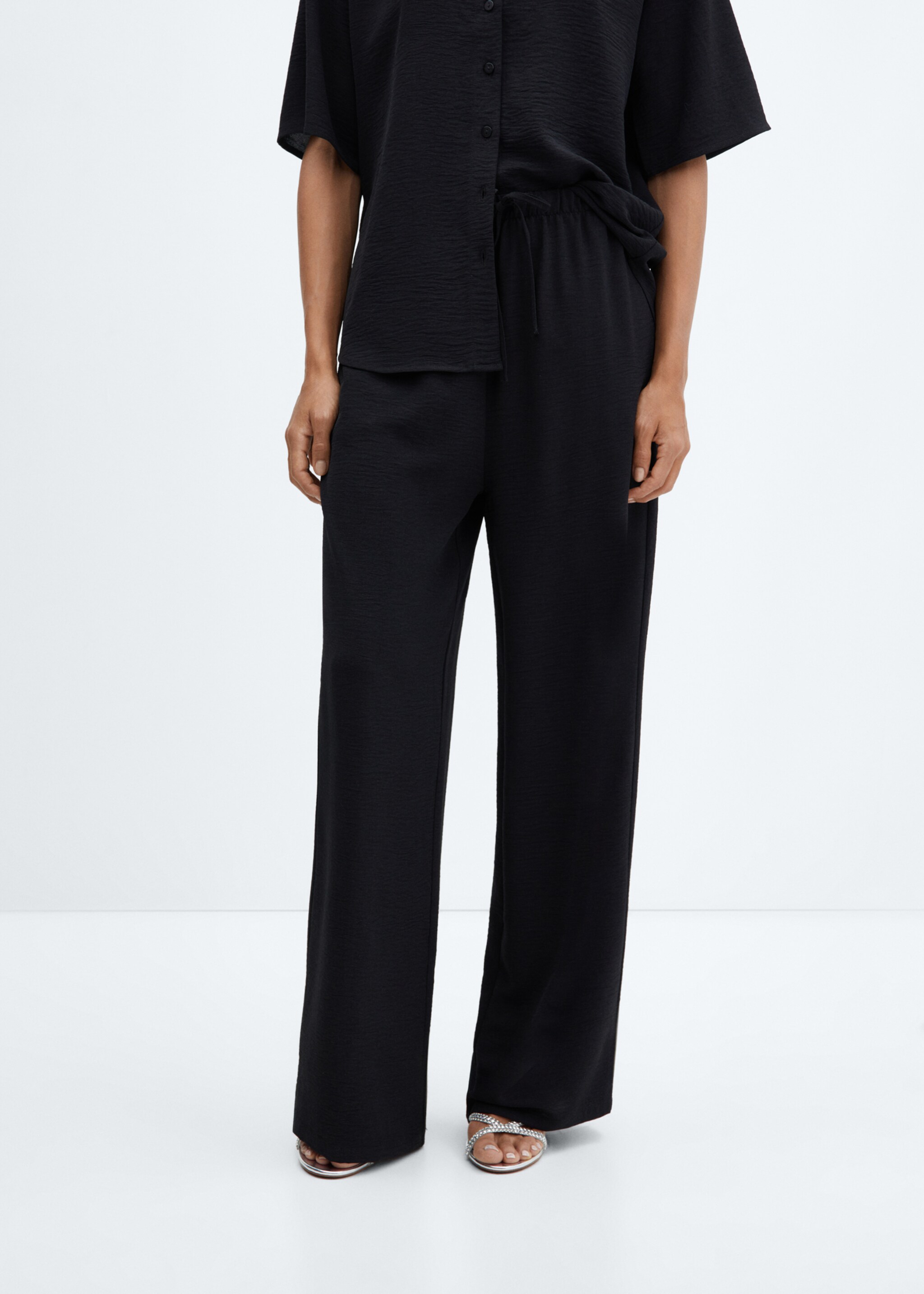 Wideleg trousers with elastic waist - Medium plane