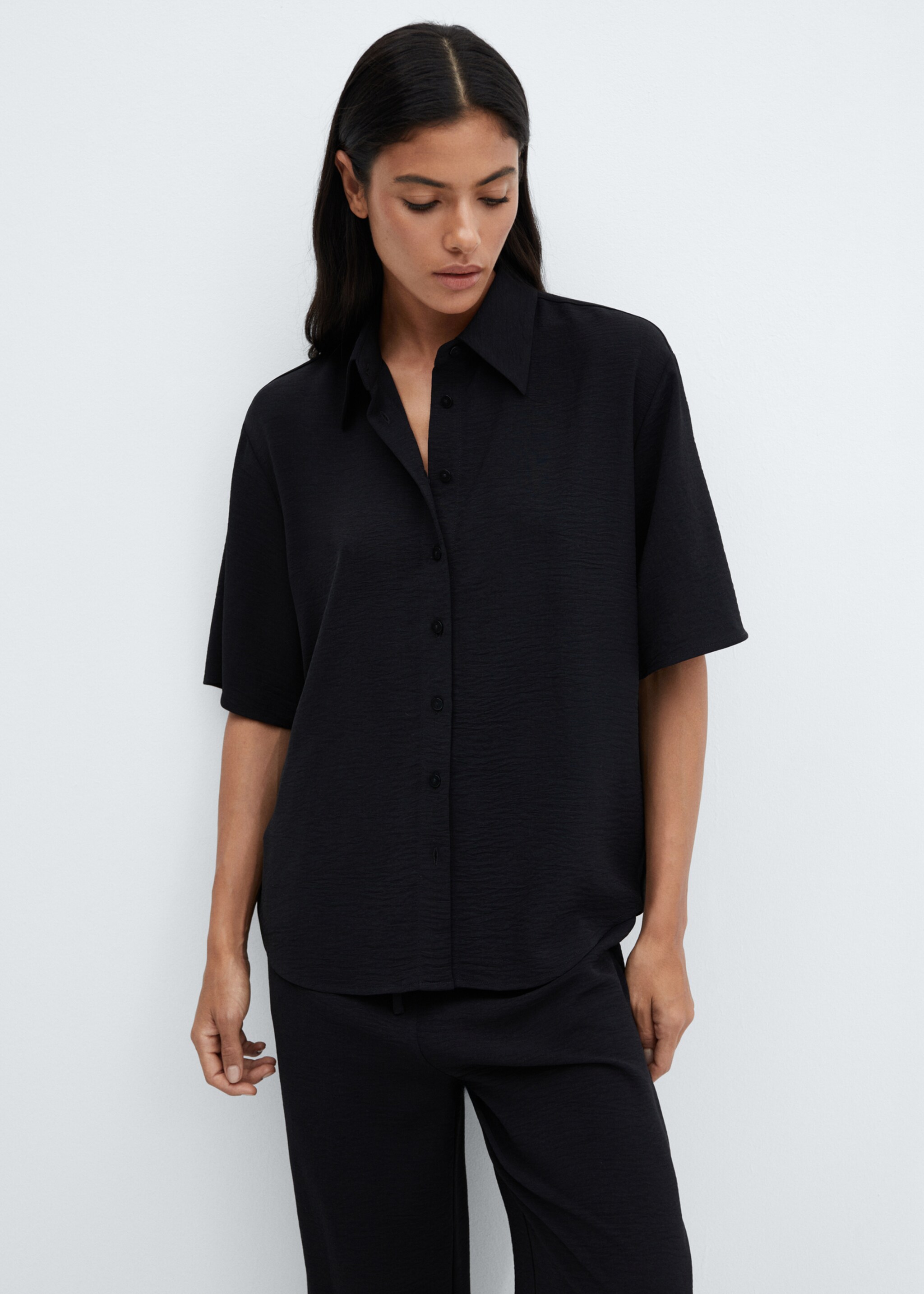 Wideleg trousers with elastic waist - Details of the article 1