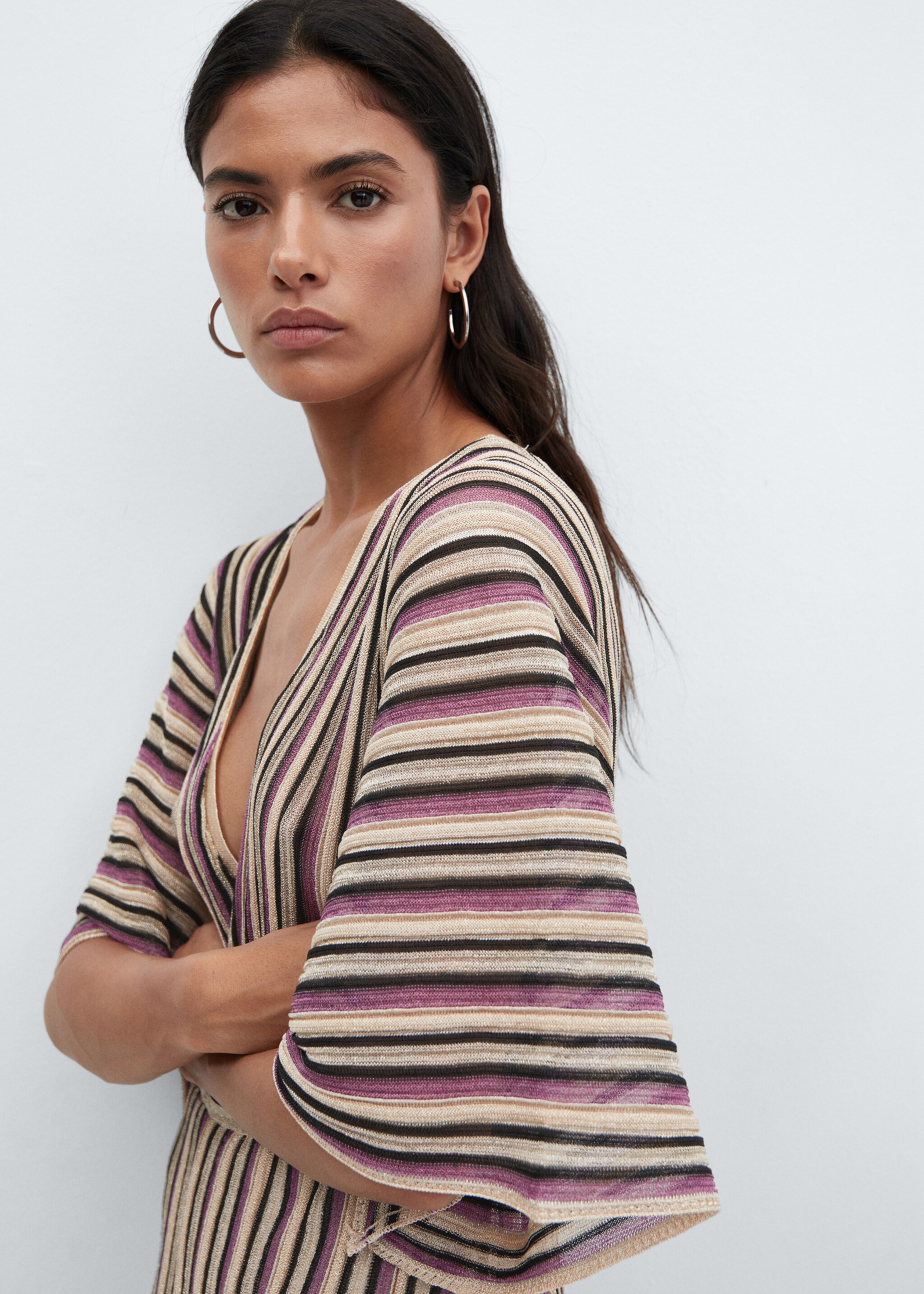 Lurex dress with crossed neckline - Medium plane