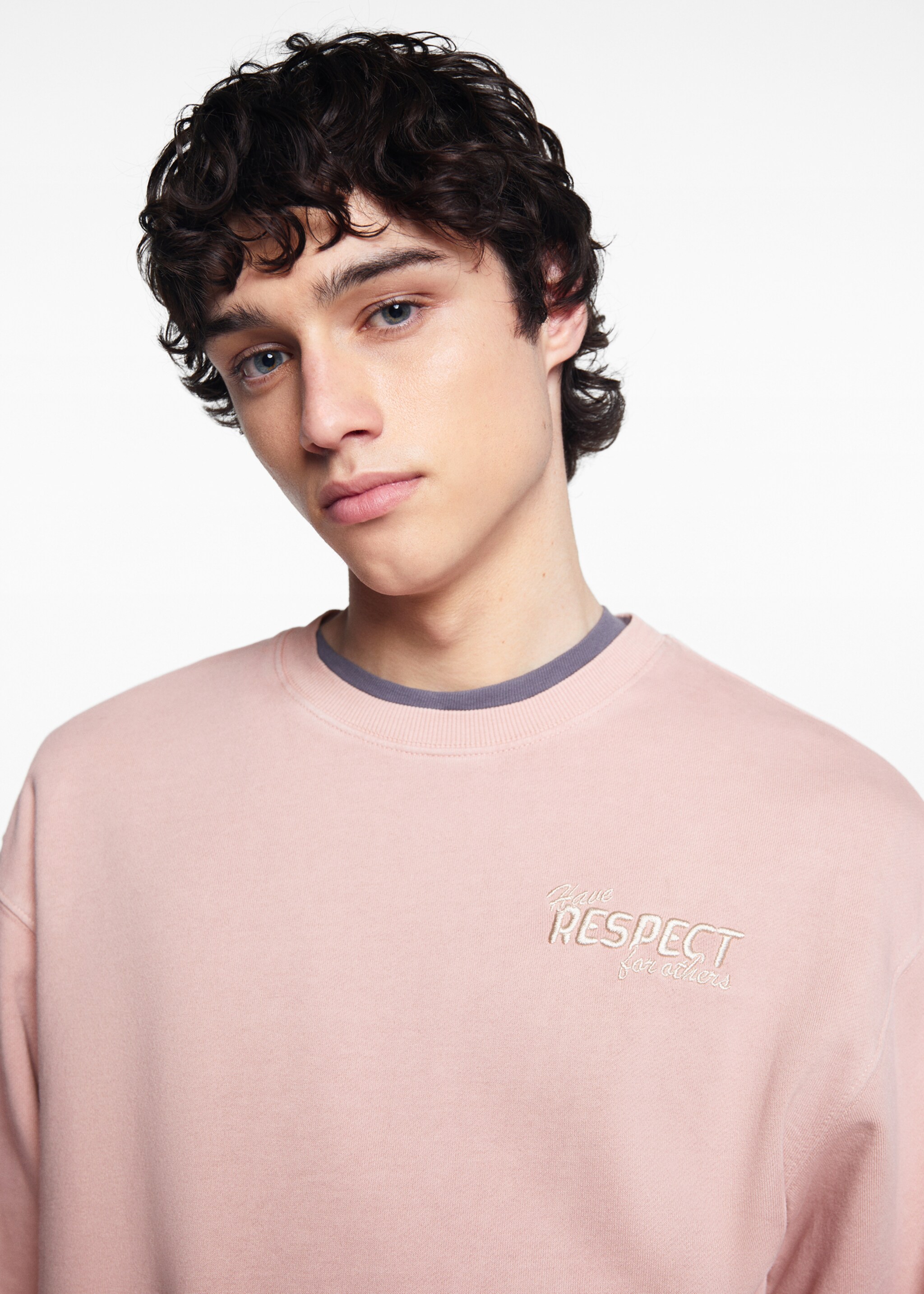 Sweat-shirt message unisexe - Détail de l'article 1, Rose pastel. Ref: 67074790-00.