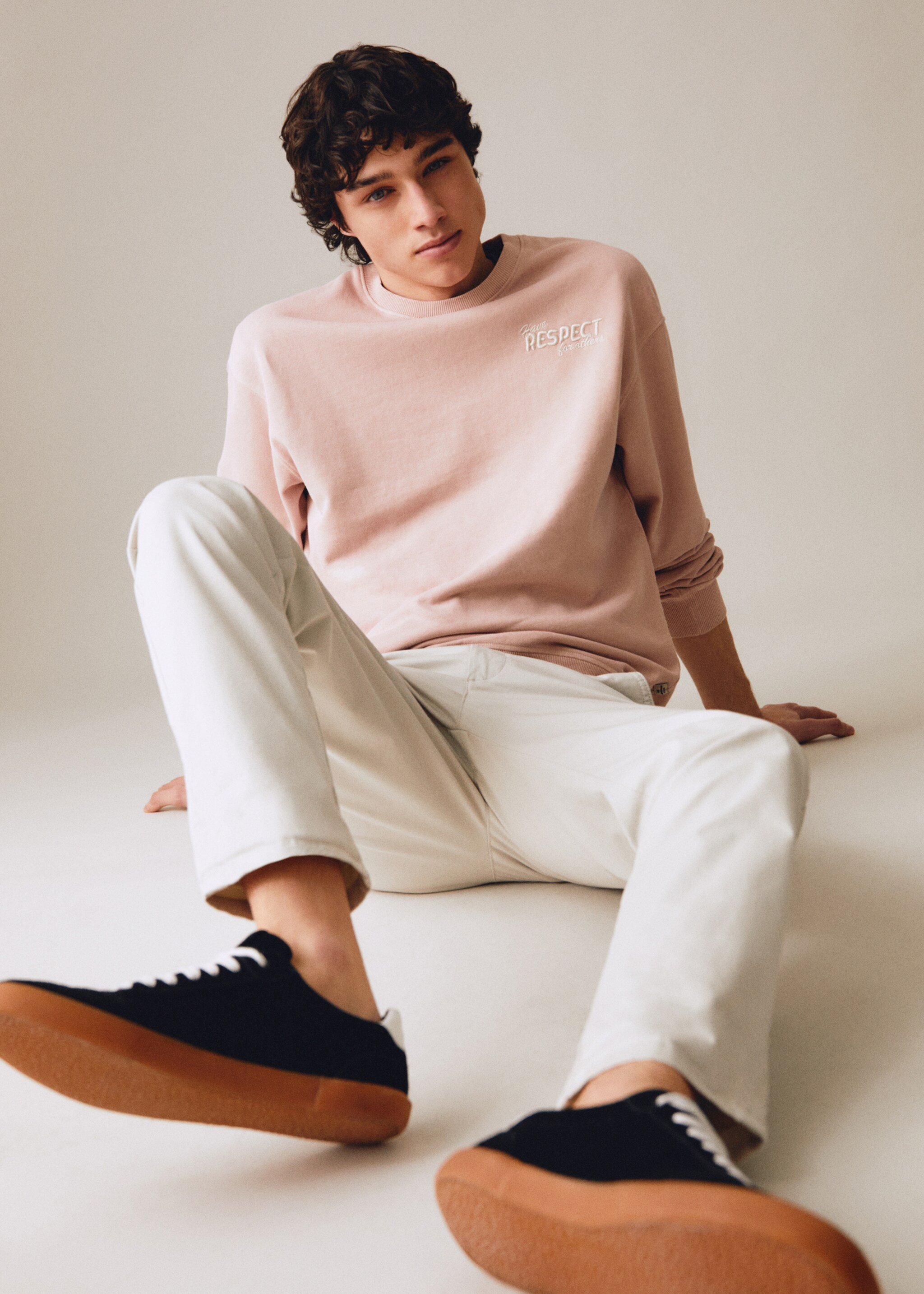 Sweat-shirt message unisexe - Détail de l'article 5, Rose pastel. Ref: 67074790-00.