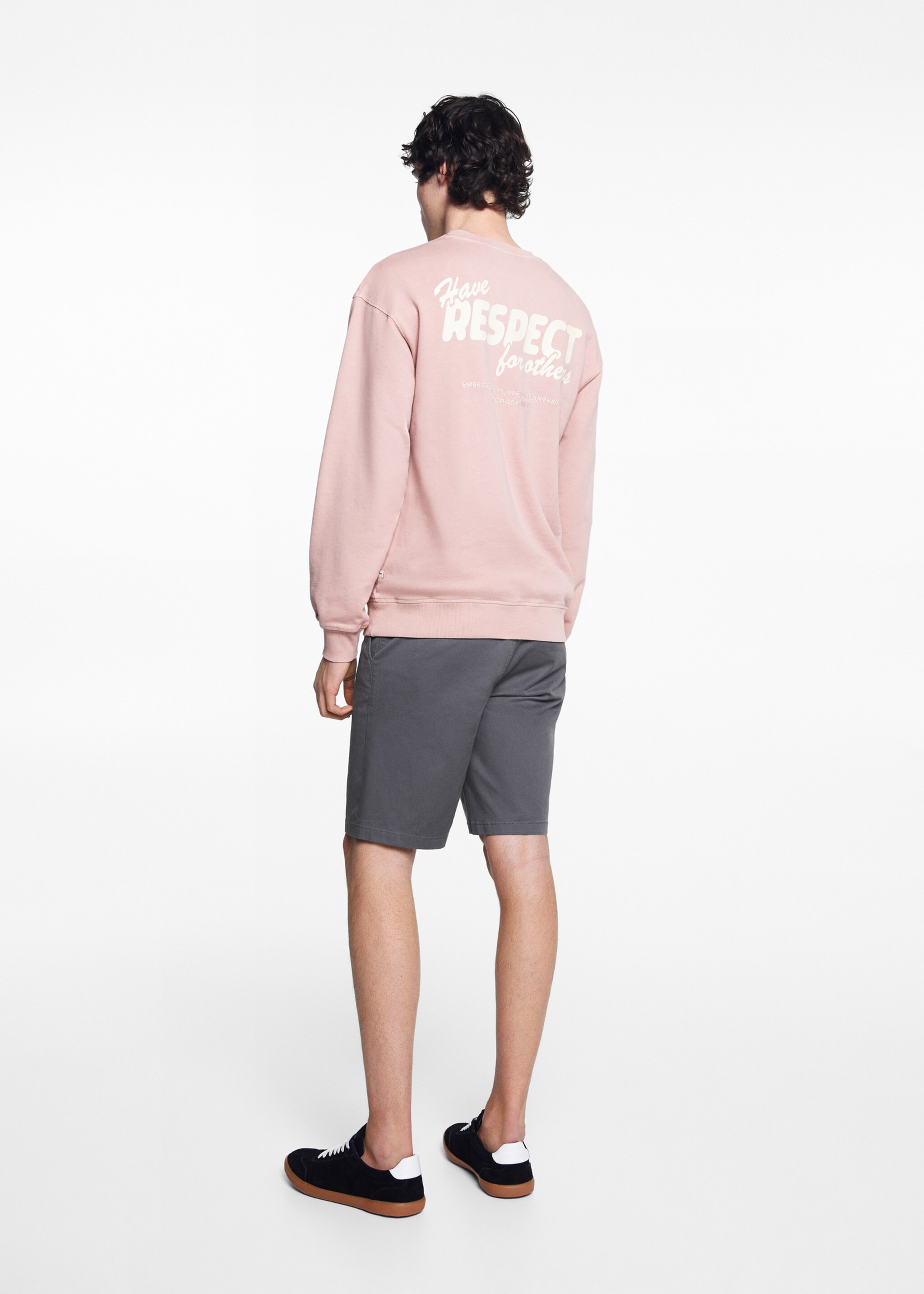 Sweat-shirt message unisexe - Verso de l’article, Rose pastel. Ref: 67074790-00.