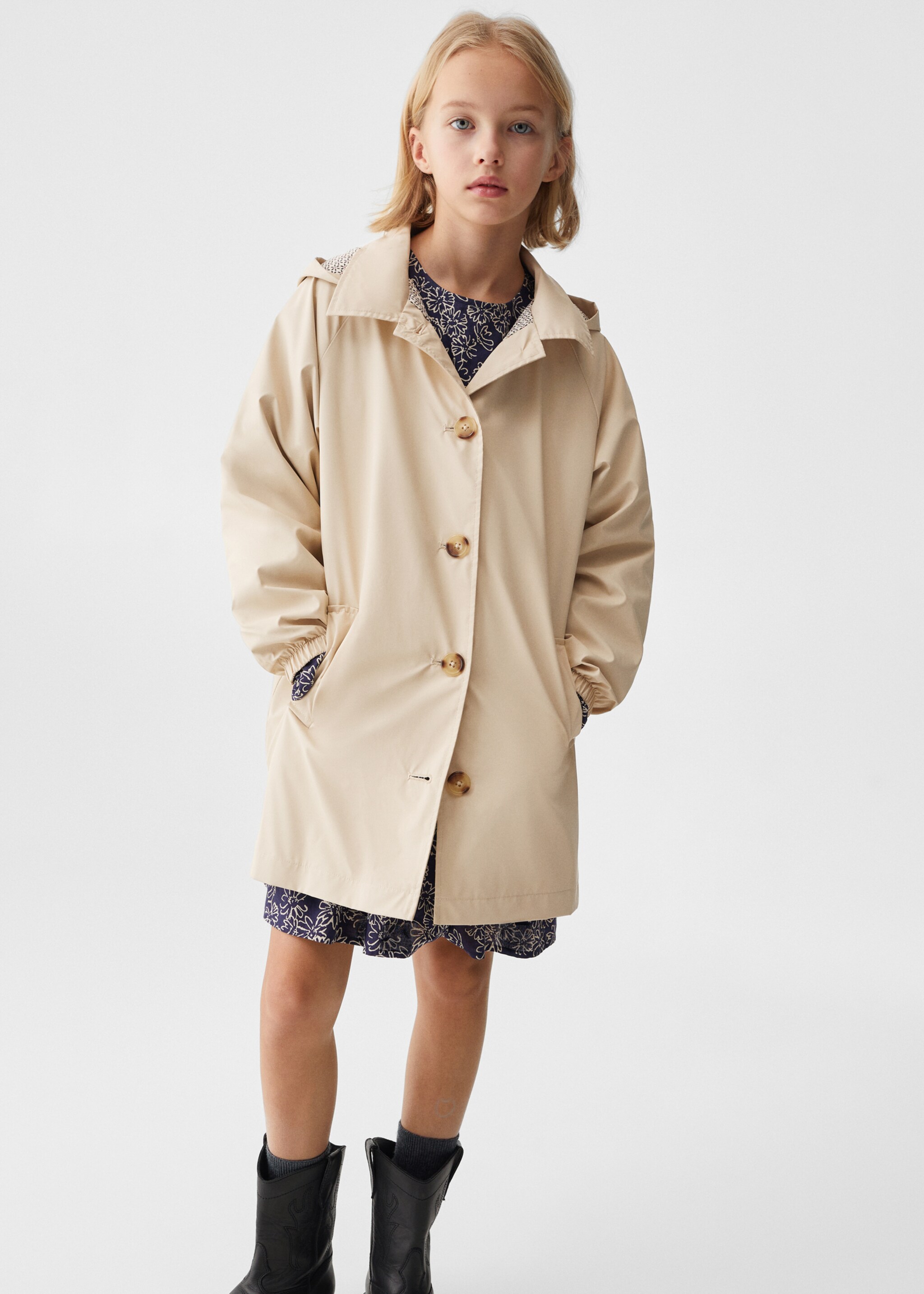 Hooded waterproof trench coat - Medium plane
