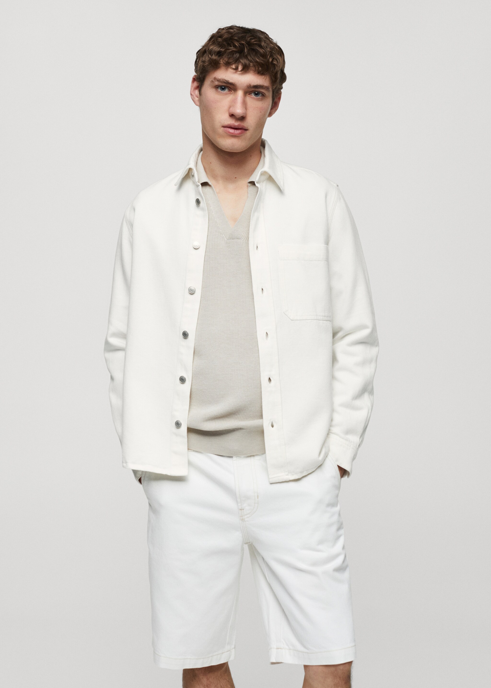 Sobrecamisa regular fit cotó i lli - Pla mig
