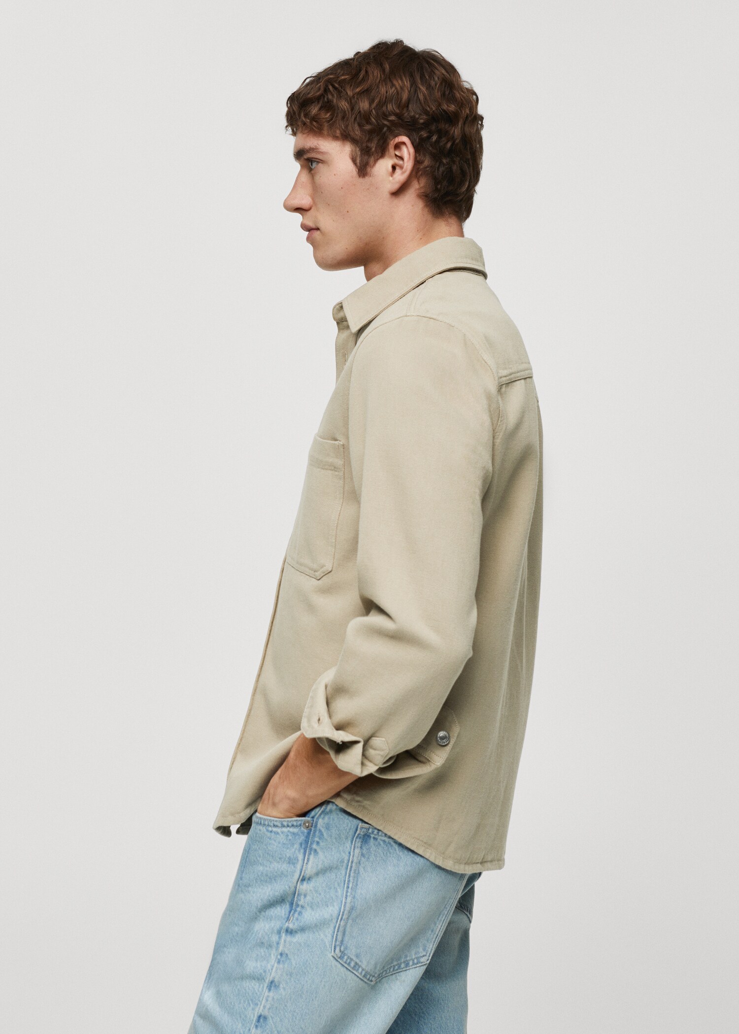 Regular-Fit-Overshirt aus Baumwolle mit Leinen - Detail des Artikels 2
