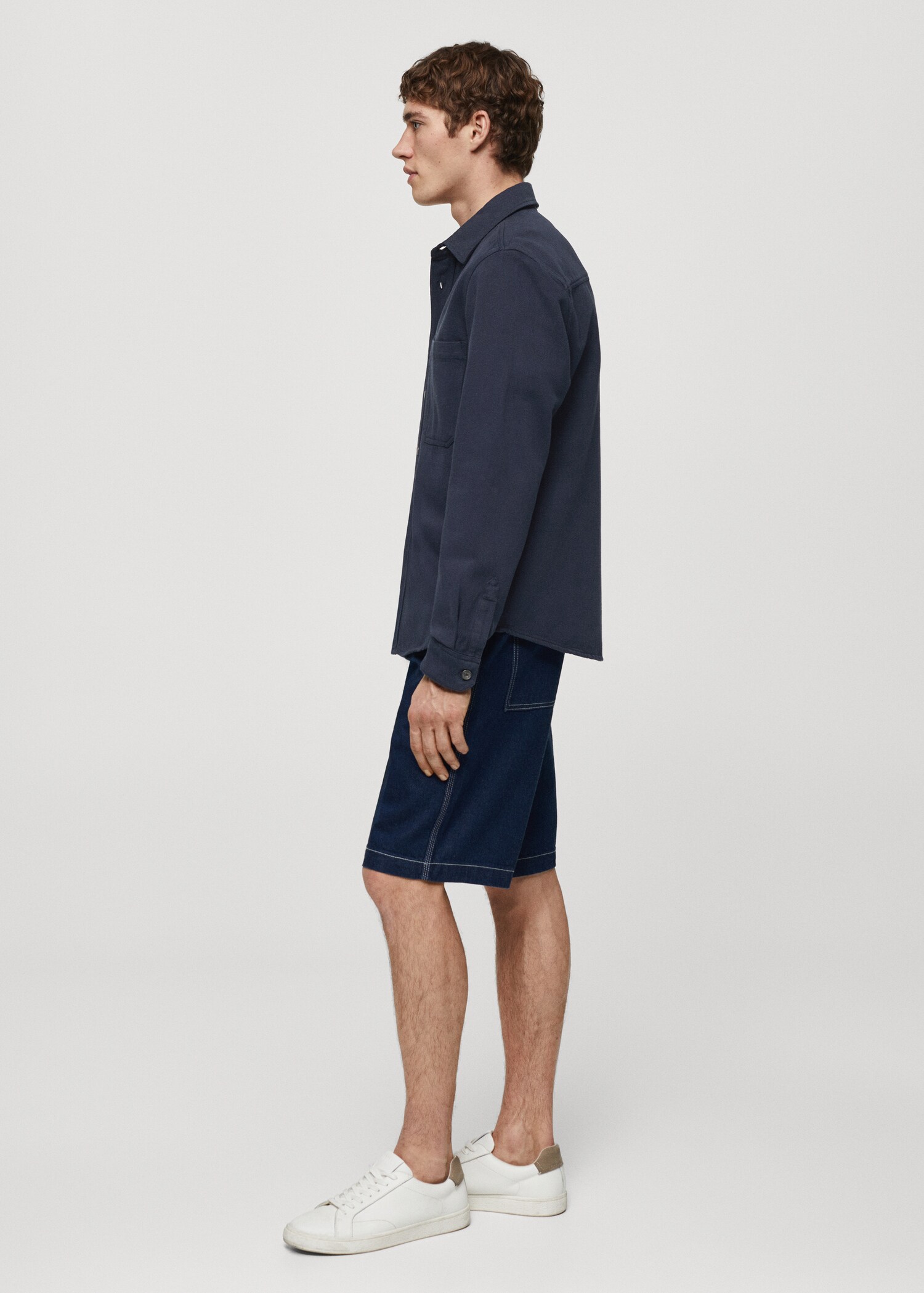 Regular-Fit-Overshirt aus Baumwolle mit Leinen - Detail des Artikels 2