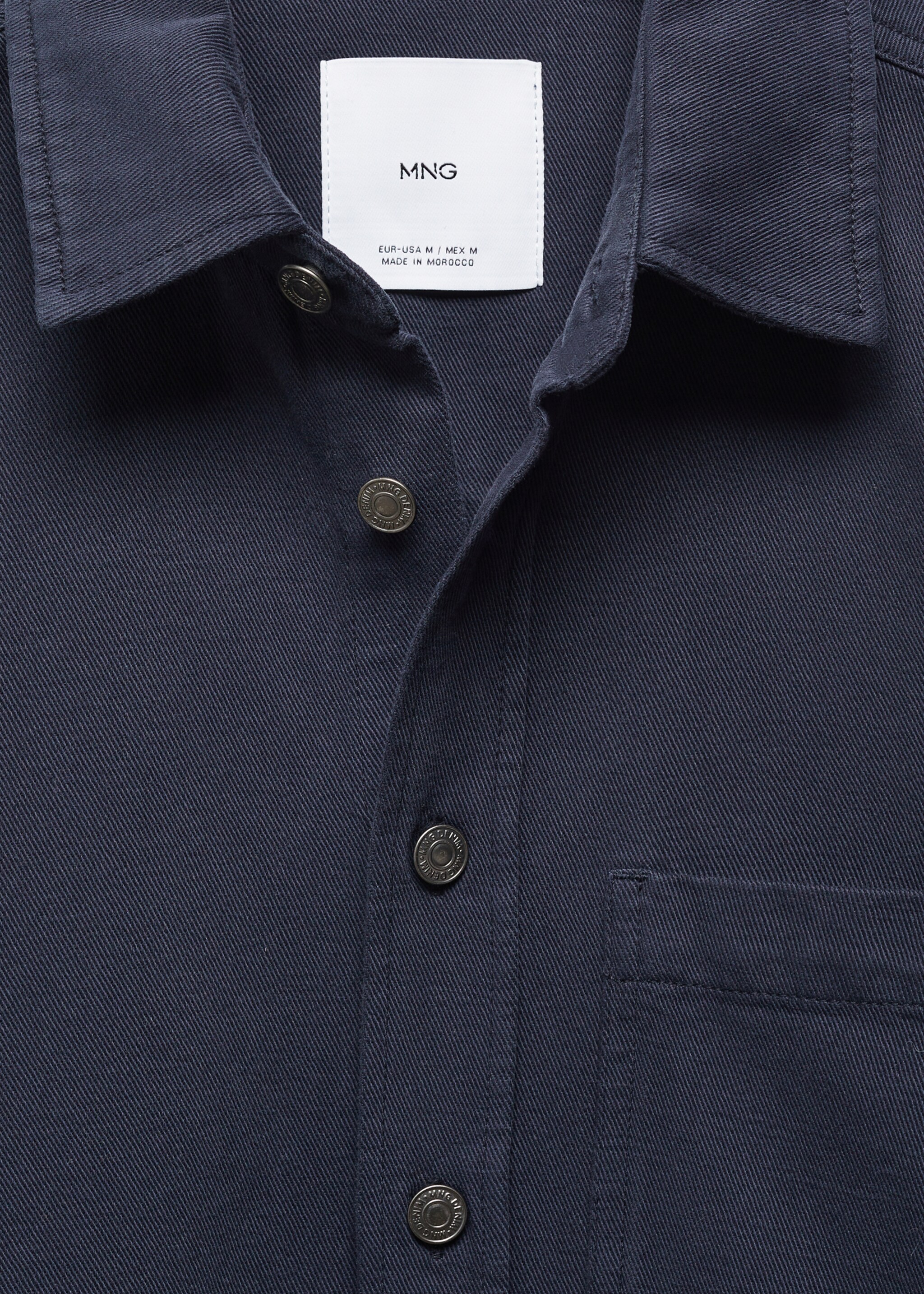 Regular-fit cotton and linen overshirt - Details of the article 8, Dark Navy. Ref: 67075139-00.