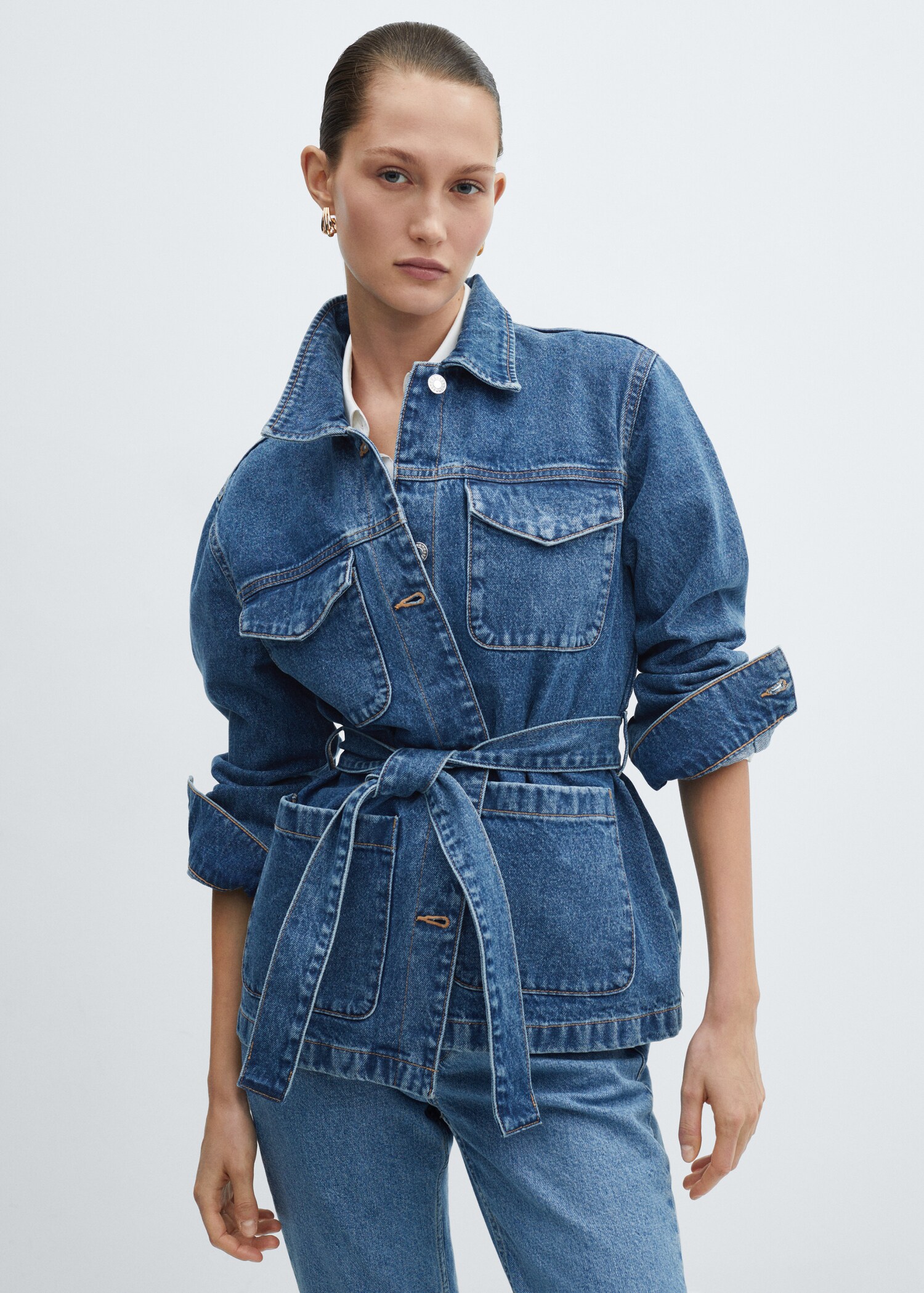 Denim jacket with belt - Medium plane