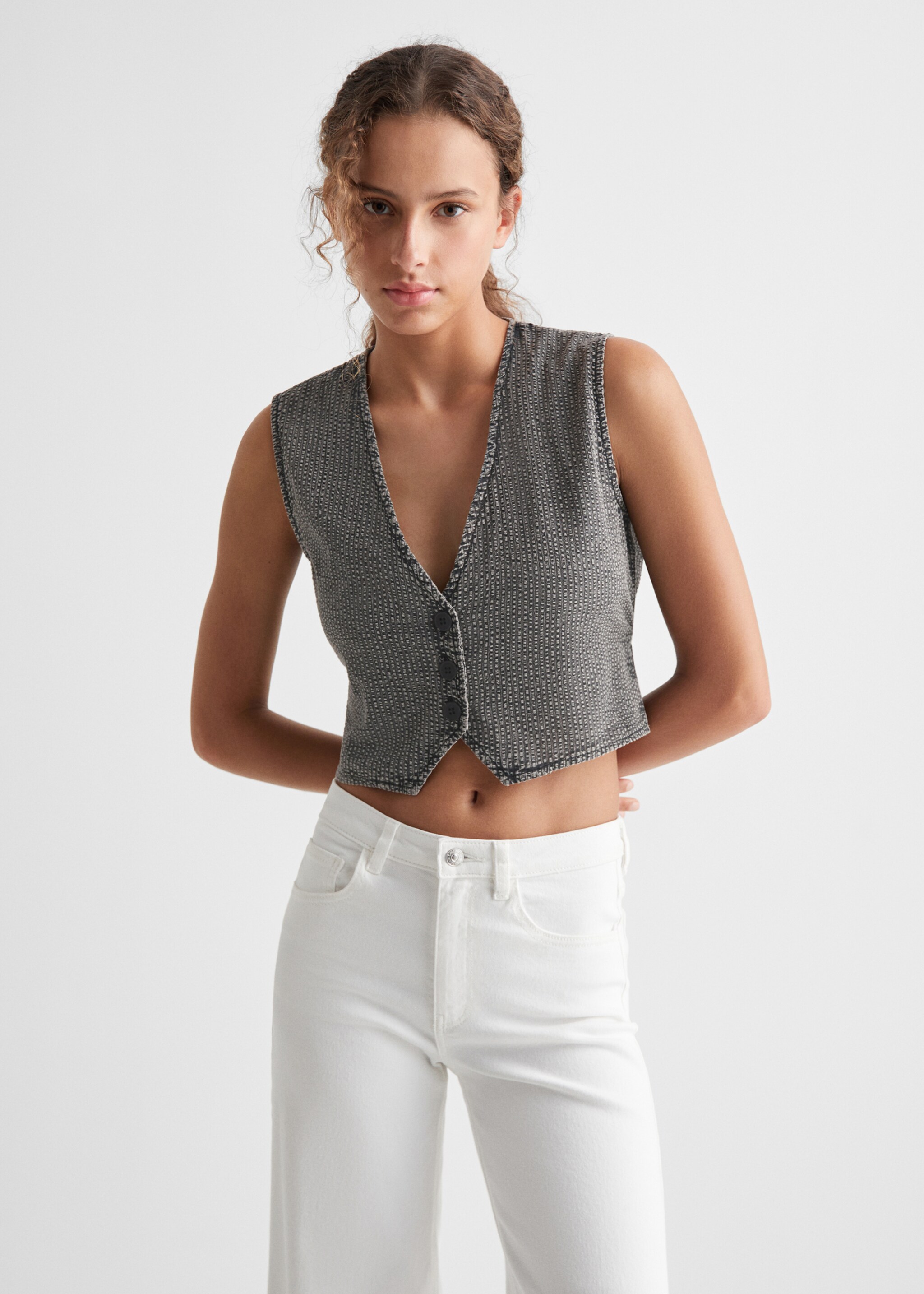 Gilet crop bottoni - Piano medio